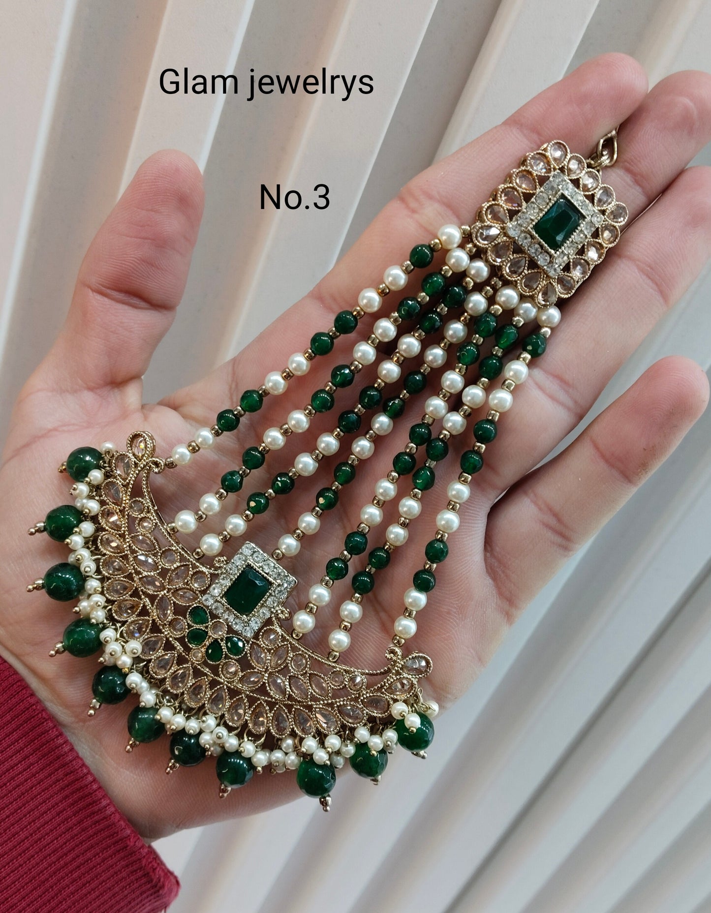 Champagne Stone Jhumar Headpassa Bridal Passa/Pakistani side Headpiece