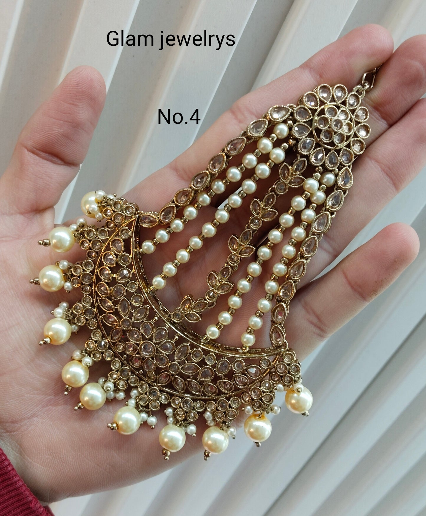 Champagne Stone Jhumar Headpassa Bridal Passa/Pakistani side Headpiece
