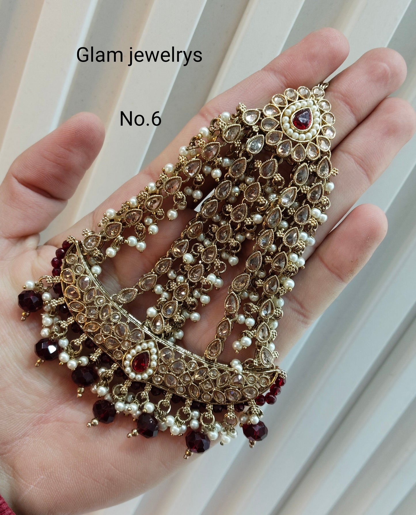 Champagne Stone Jhumar Headpassa Bridal Passa/Pakistani side Headpiece