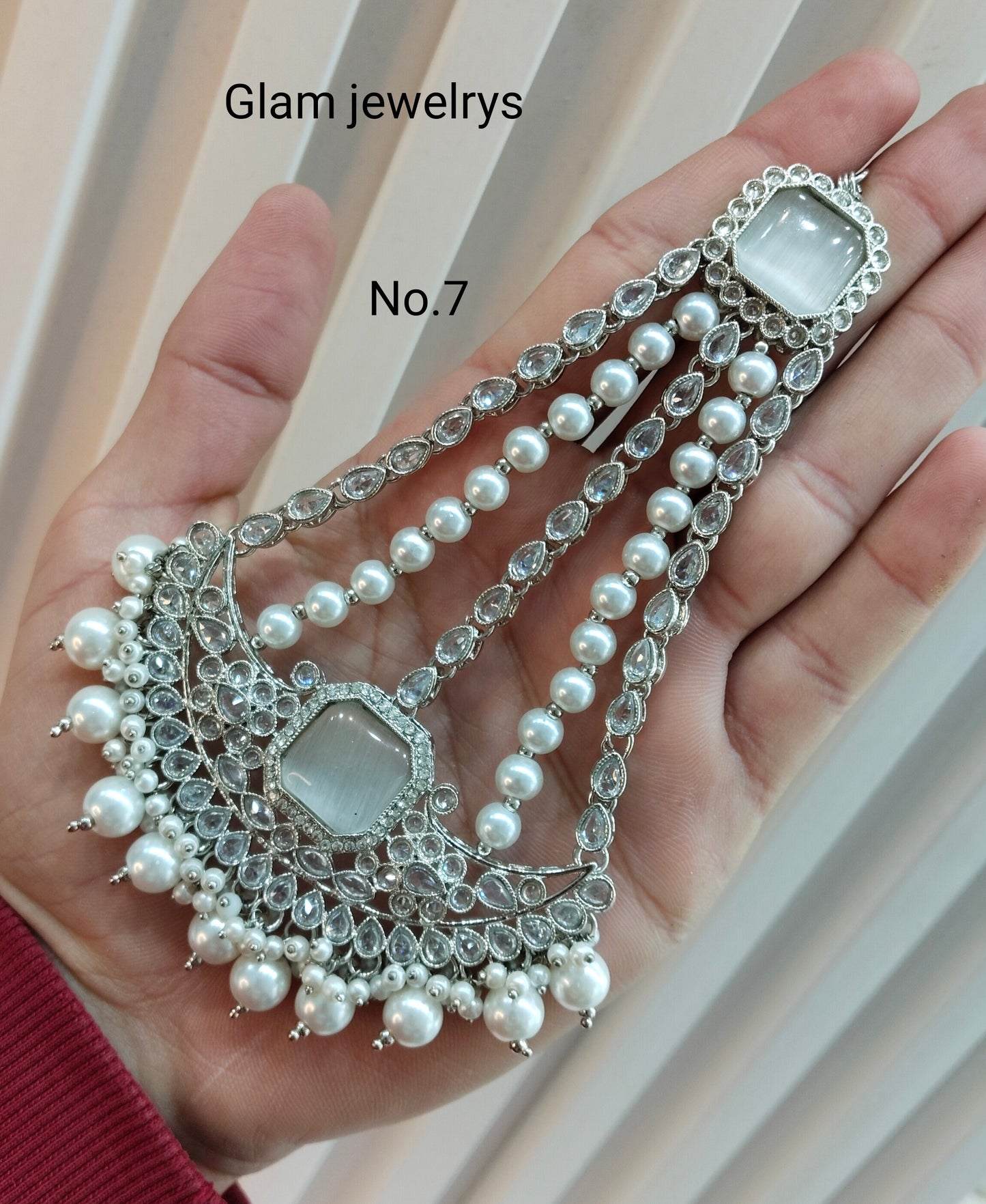 Champagne Stone Jhumar Headpassa Bridal Passa/Pakistani side Headpiece