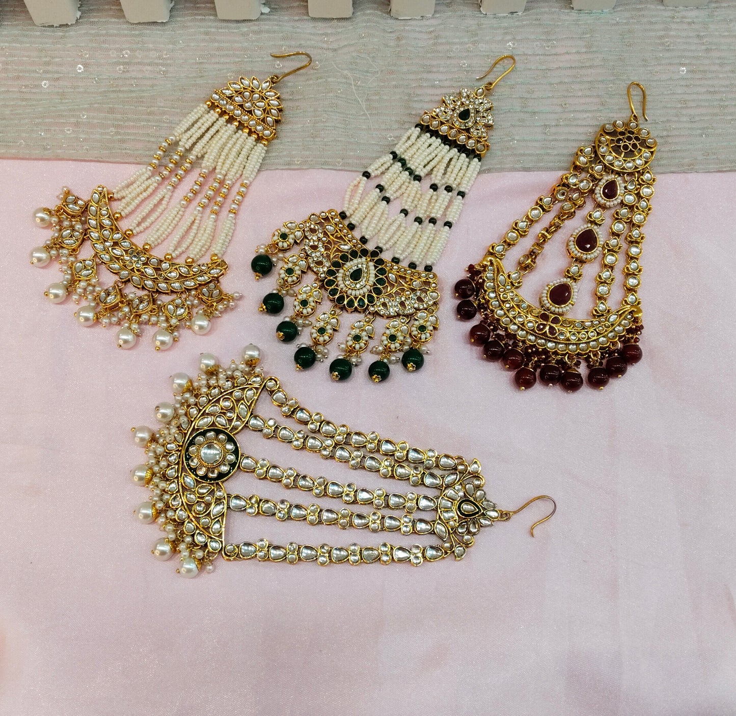 Kundan Jhumar Headpassa Bridal Passa/Pakistani side Headpiece