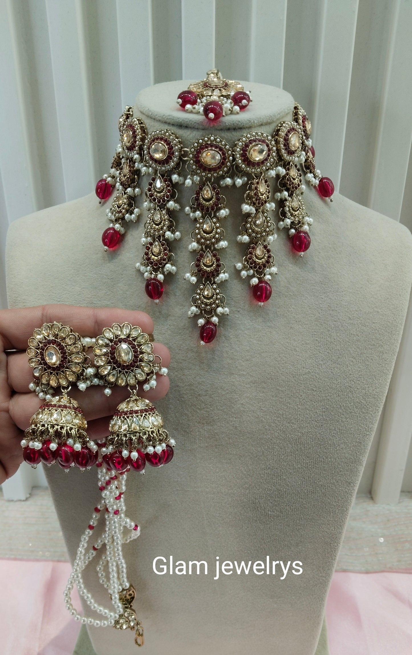 Majenta Necklace Indian Jewellery Jaagran Set