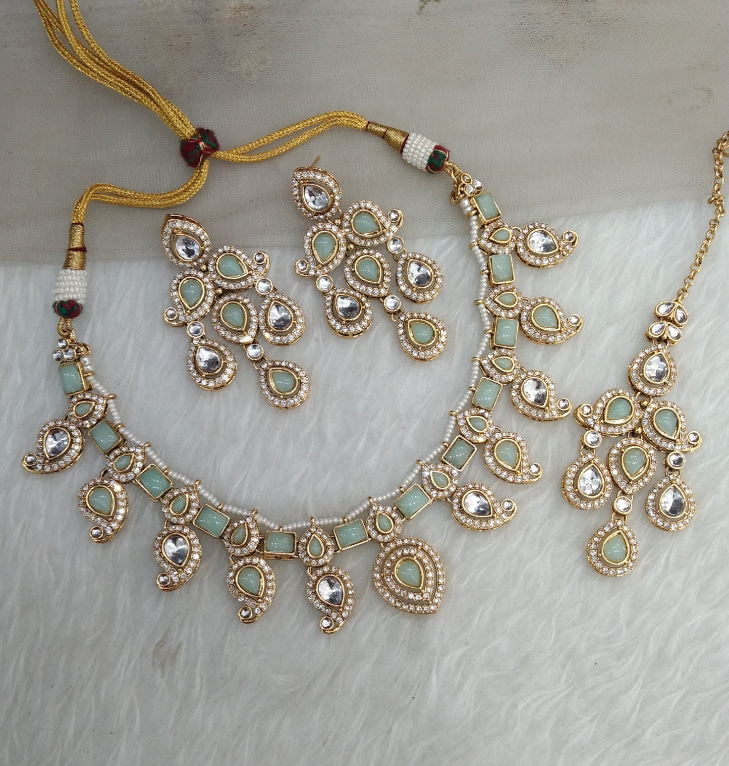 Pastel Gold Kundan Necklace Indian Jewellery Nimrat Set