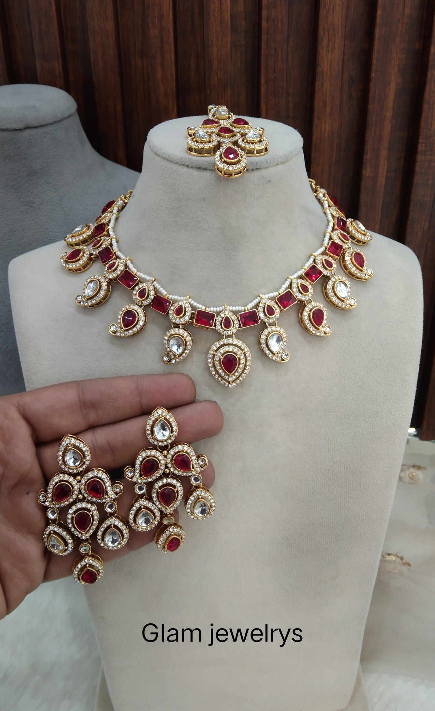 Majenta Gold Kundan Necklace Indian Jewellery Nimrat Set