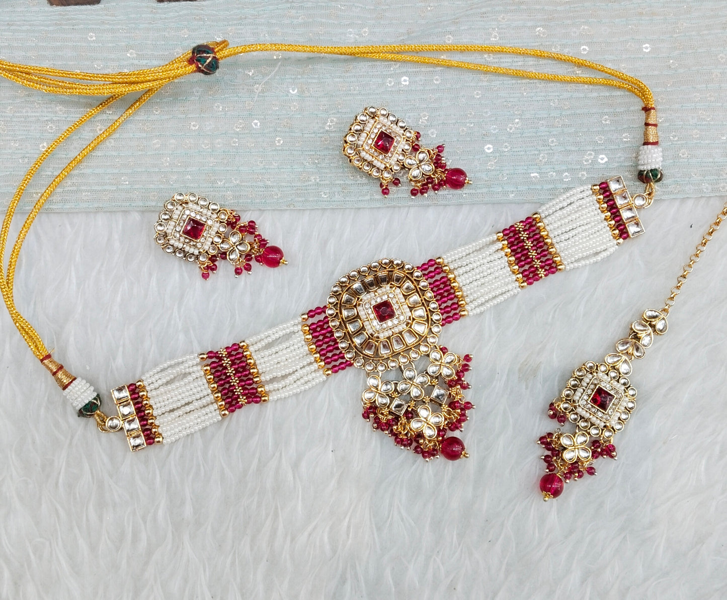 Majenta Kundan Choker Indian Jewellery Priya Set