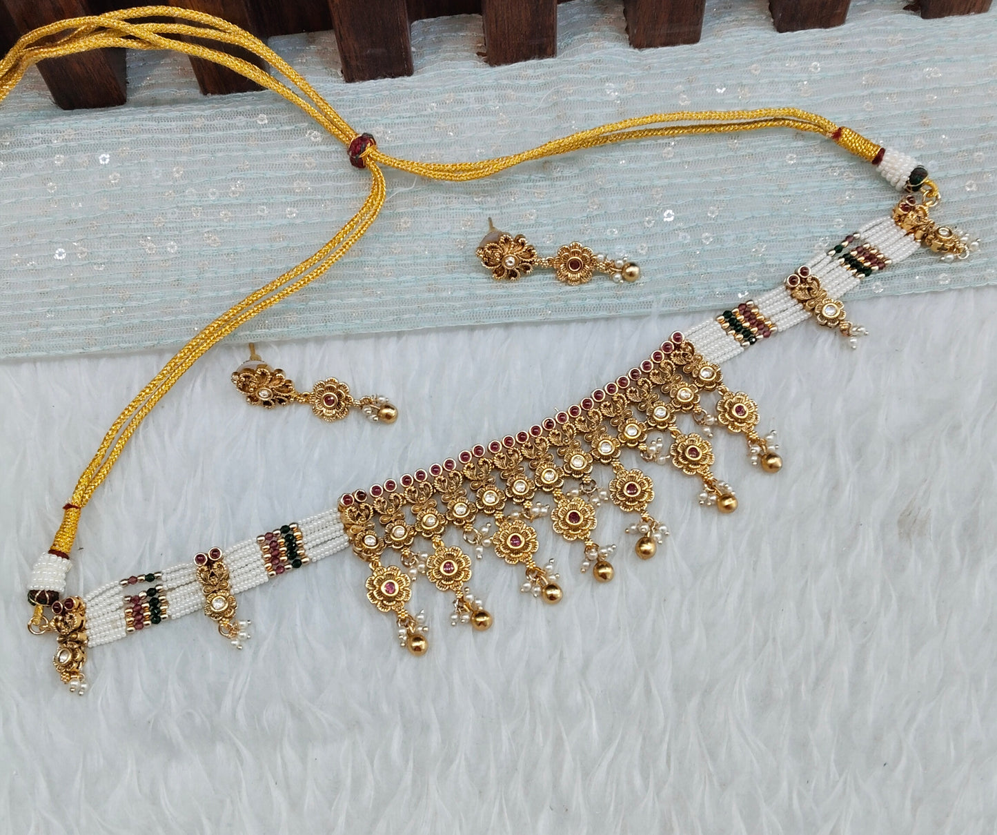 Ruby Gold Polki Choker Indian Jewellery Simran Set