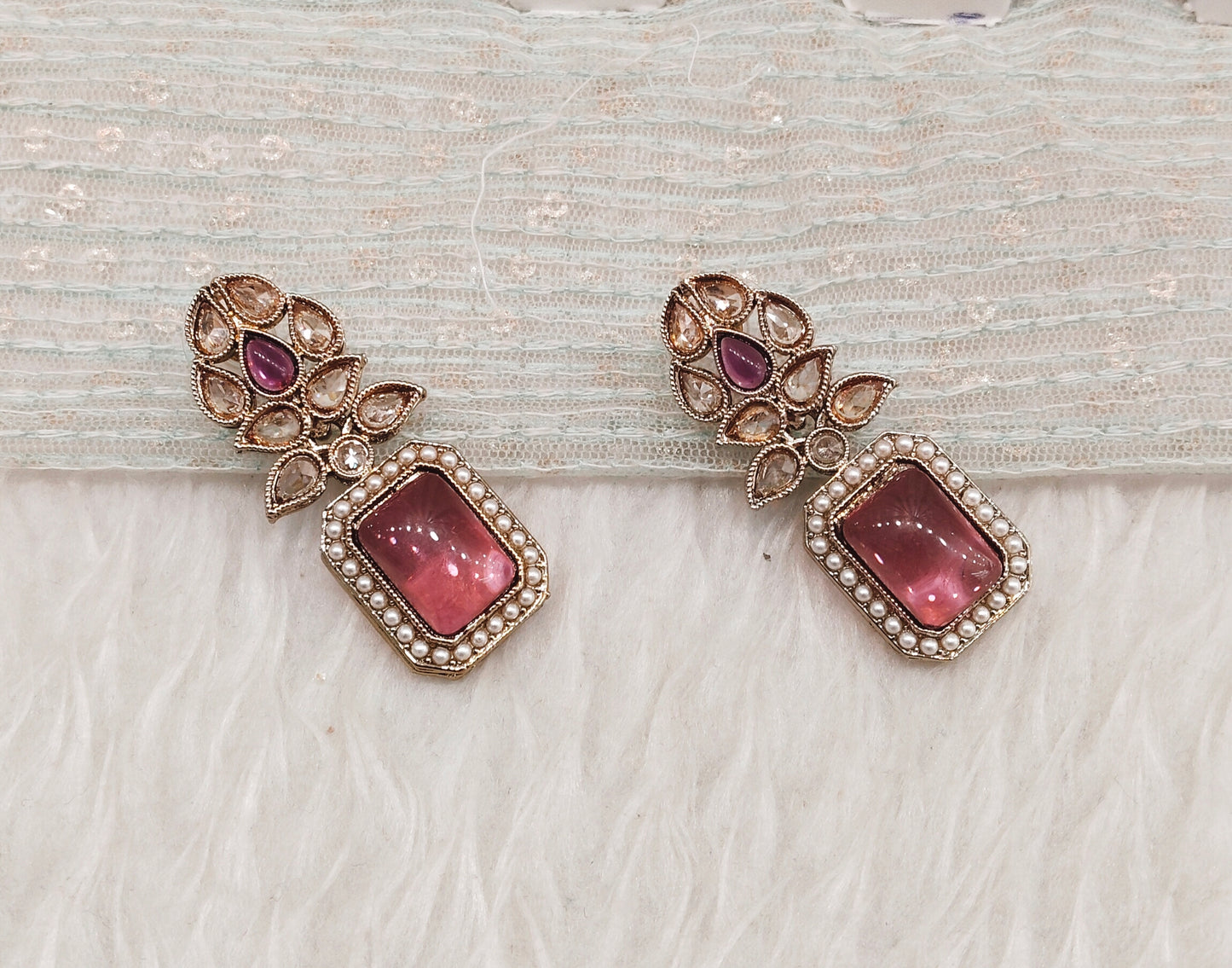 Majenta Antique Gold Bollywood Fine Indian Earrings