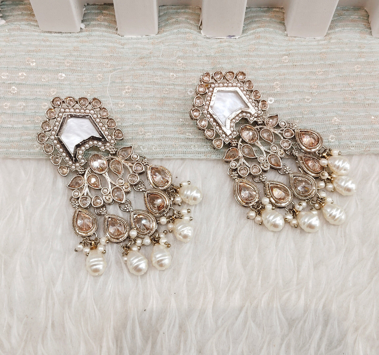 Antique Gold Bollywood Sarpunch Indian Earrings