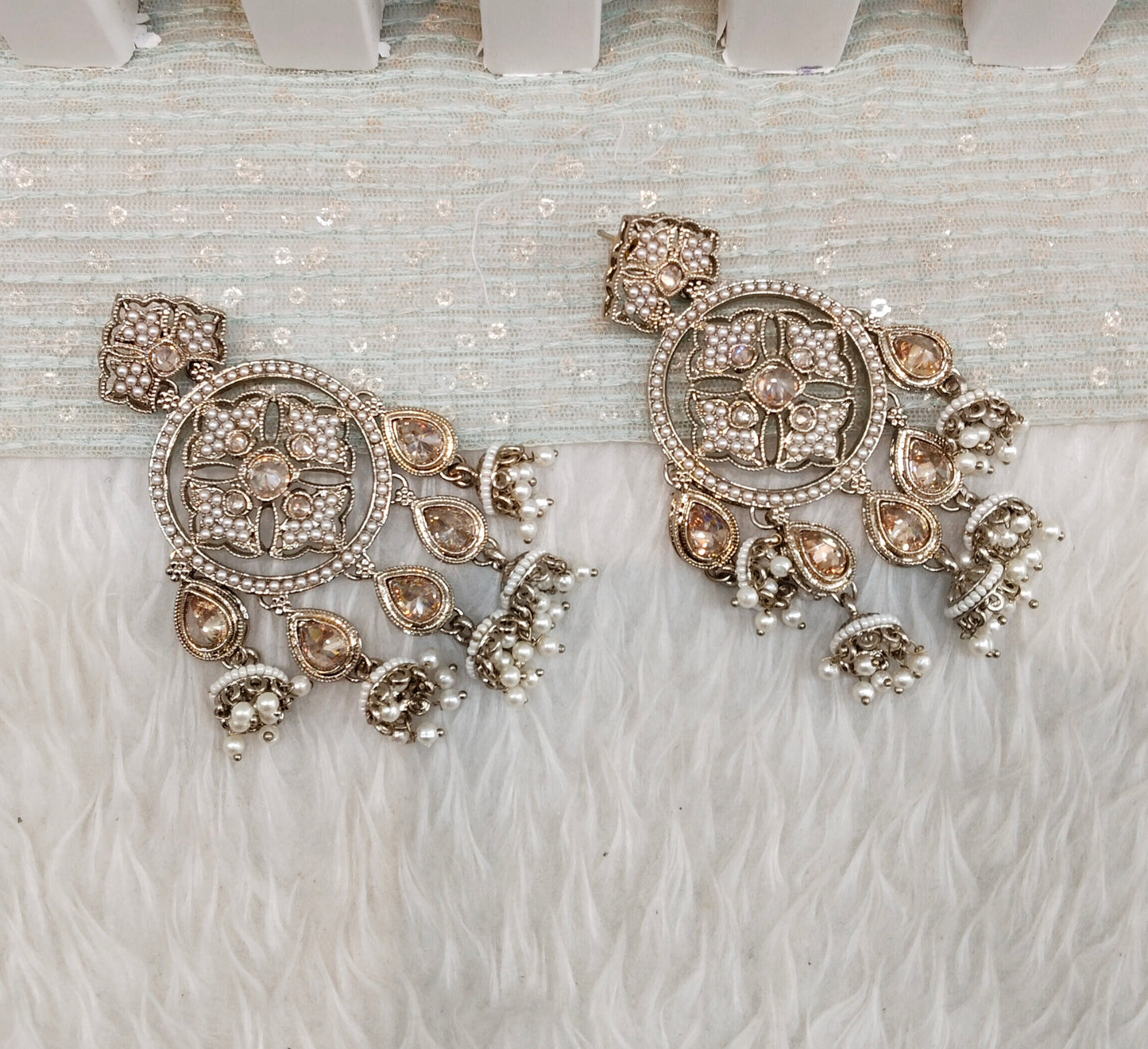 Antique Gold Bollywood Sarpunch Indian Earrings