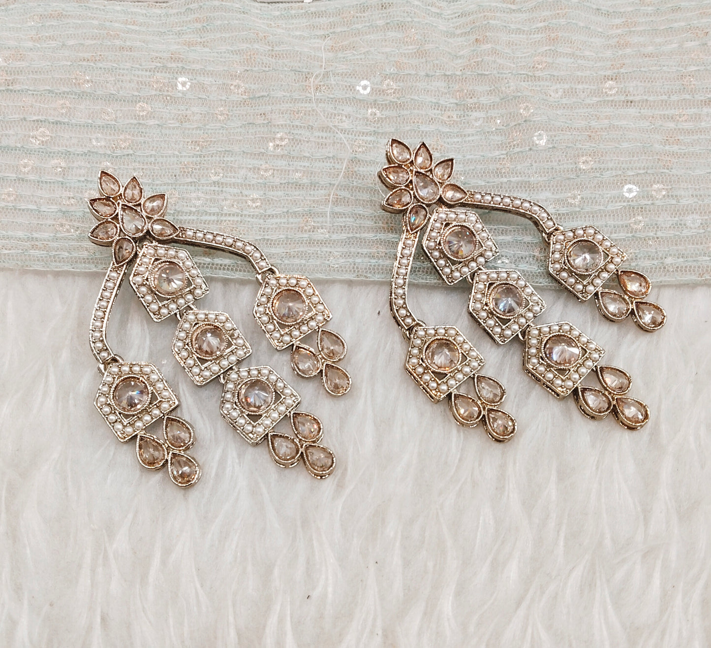 Antique Gold Bollywood Sarpunch Indian Earrings