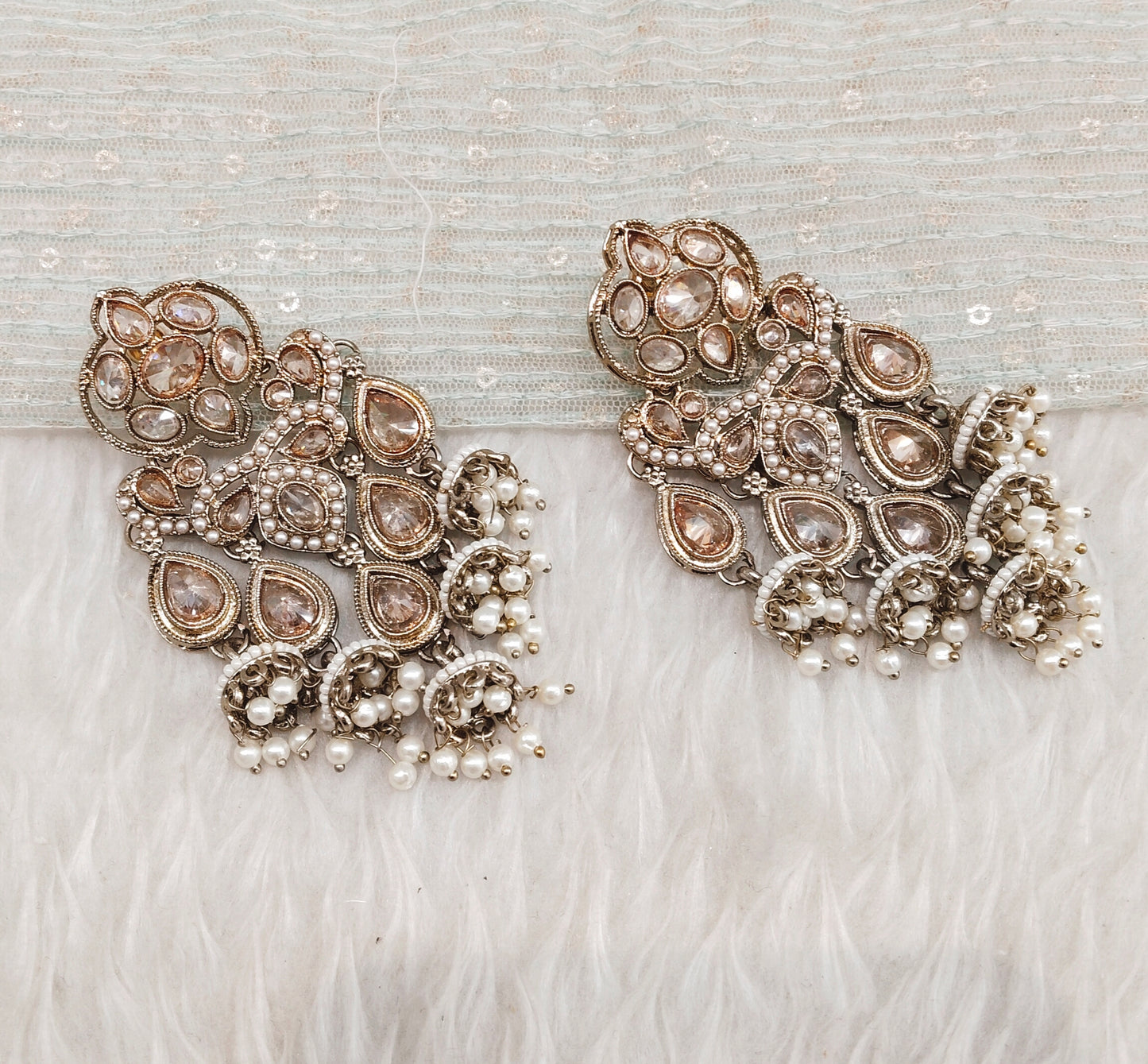 Antique Gold Bollywood Sarpunch Indian Earrings