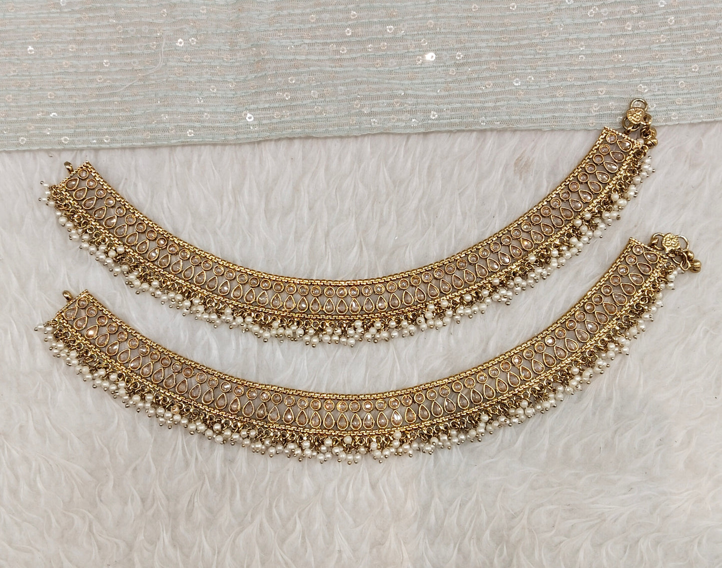 Antique Gold Anklets Jhanjar Payal Indian Jewellery Prince Set