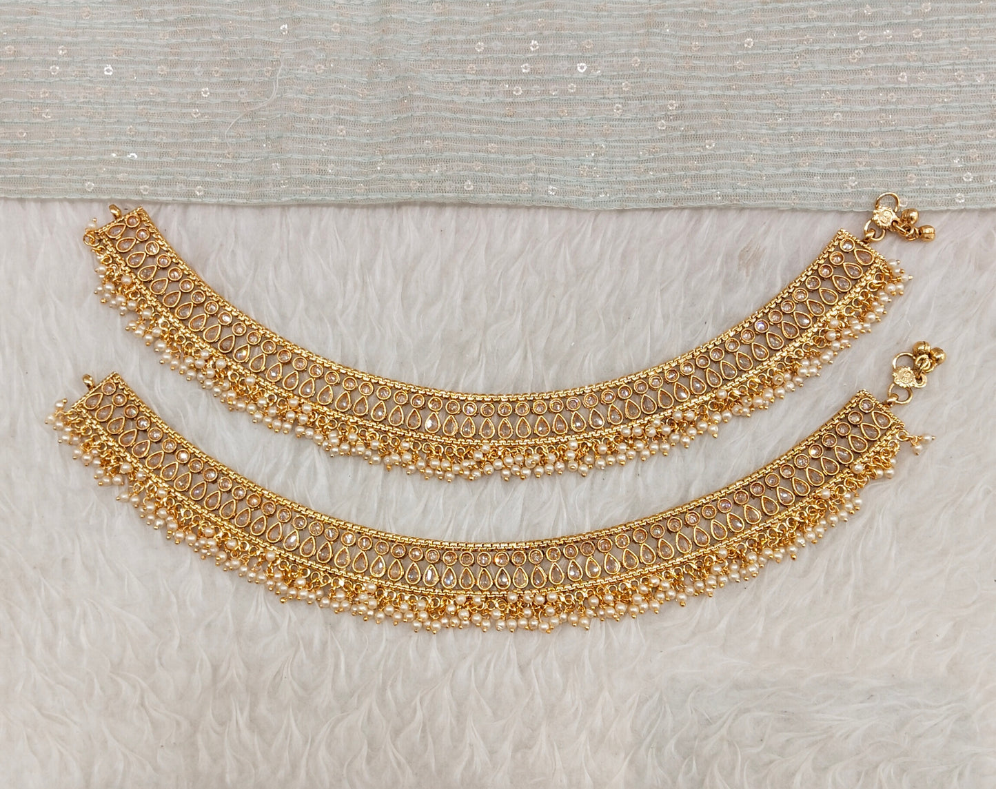 Gold Anklets Jhanjar Payal Indian Jewellery Prince Set
