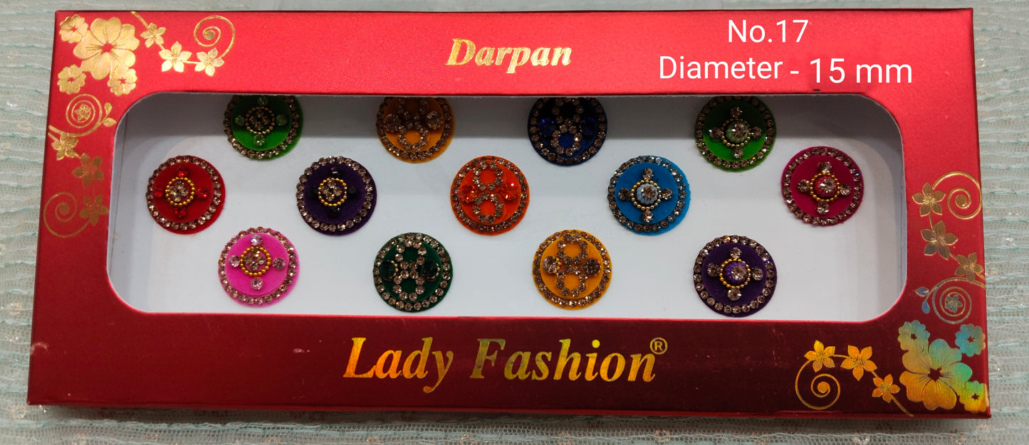 Indian Round Bindis Tattoo Sticker Multicolor Bollywood Card