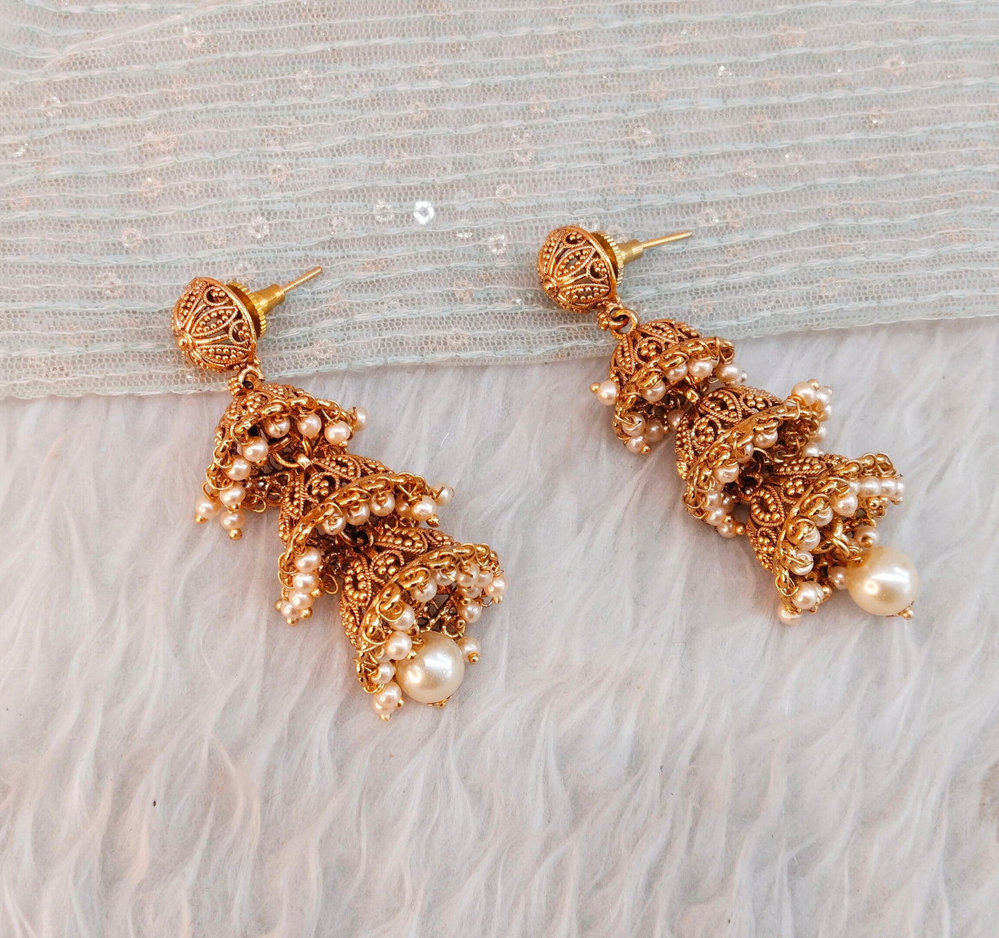 Gold Jhumki Indian Bollywood Earrings