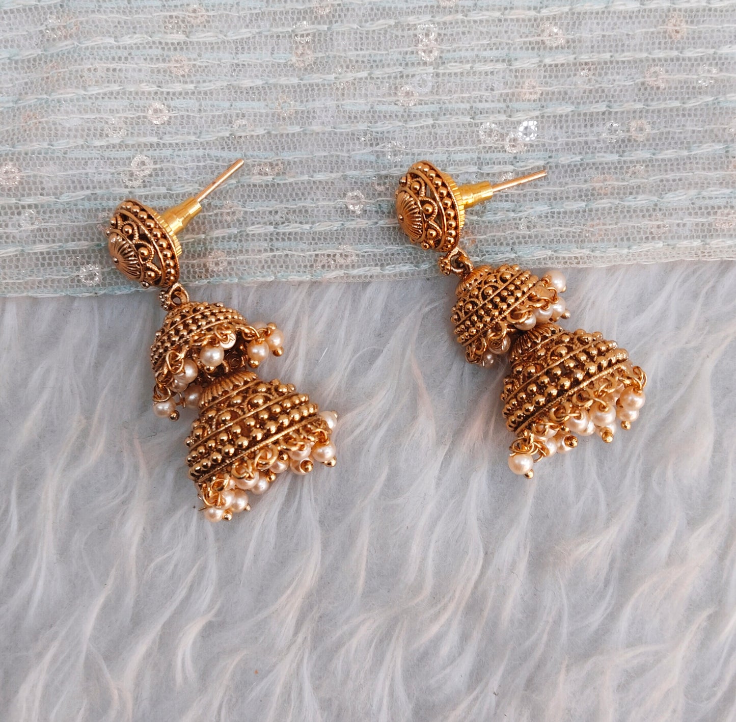 Gold Jhumki Indian Bollywood Earrings