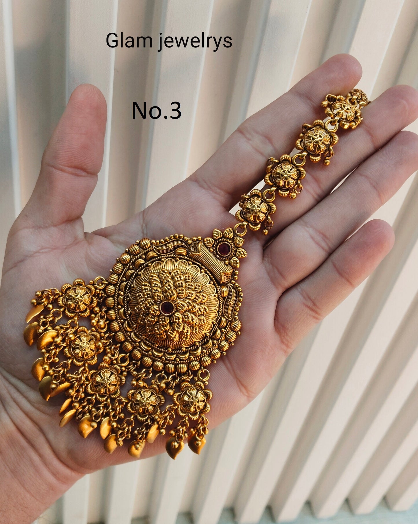 Gold polki Tikka Jewellery Indian Headpiece Jewellery