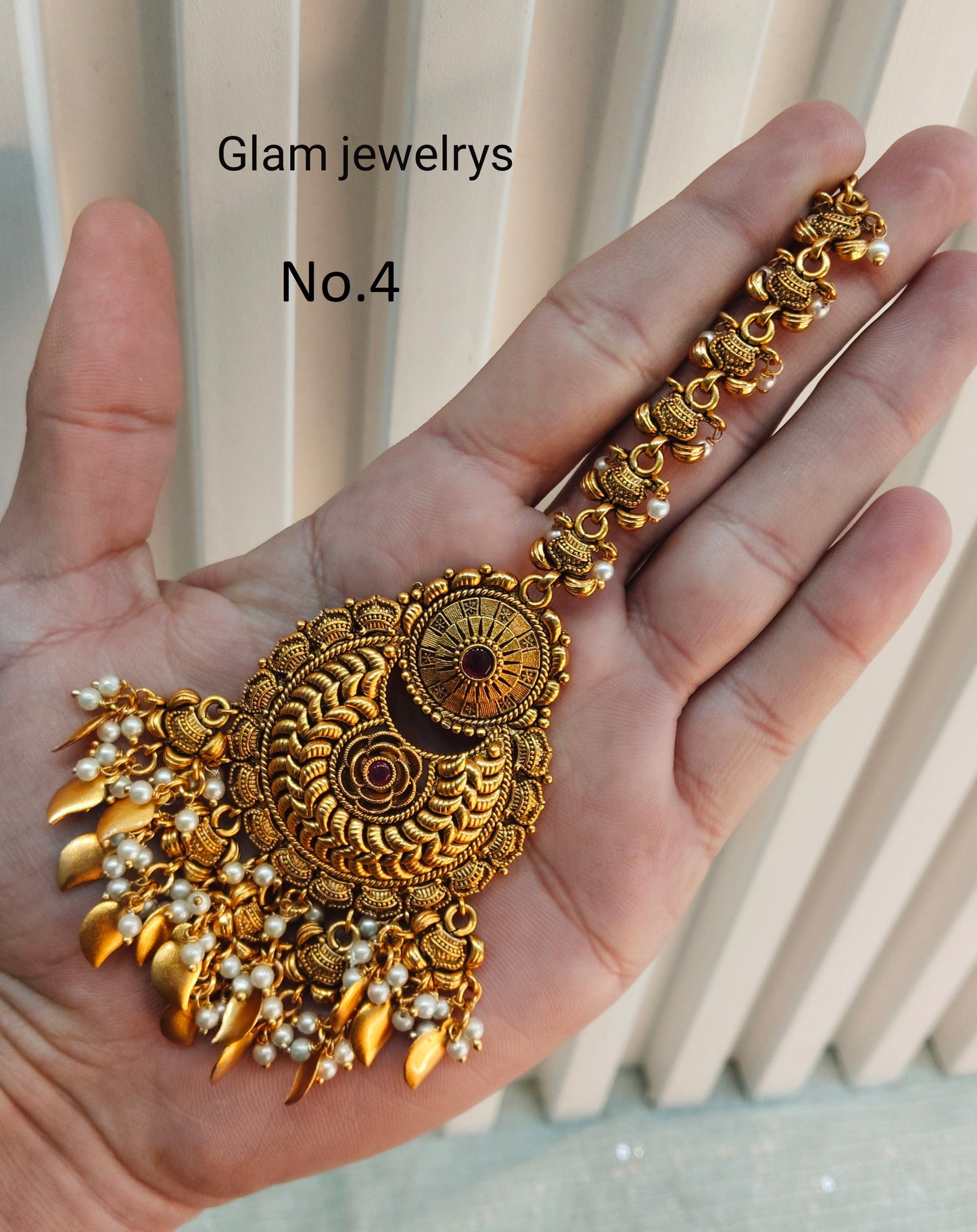 Gold polki Tikka Jewellery Indian Headpiece Jewellery