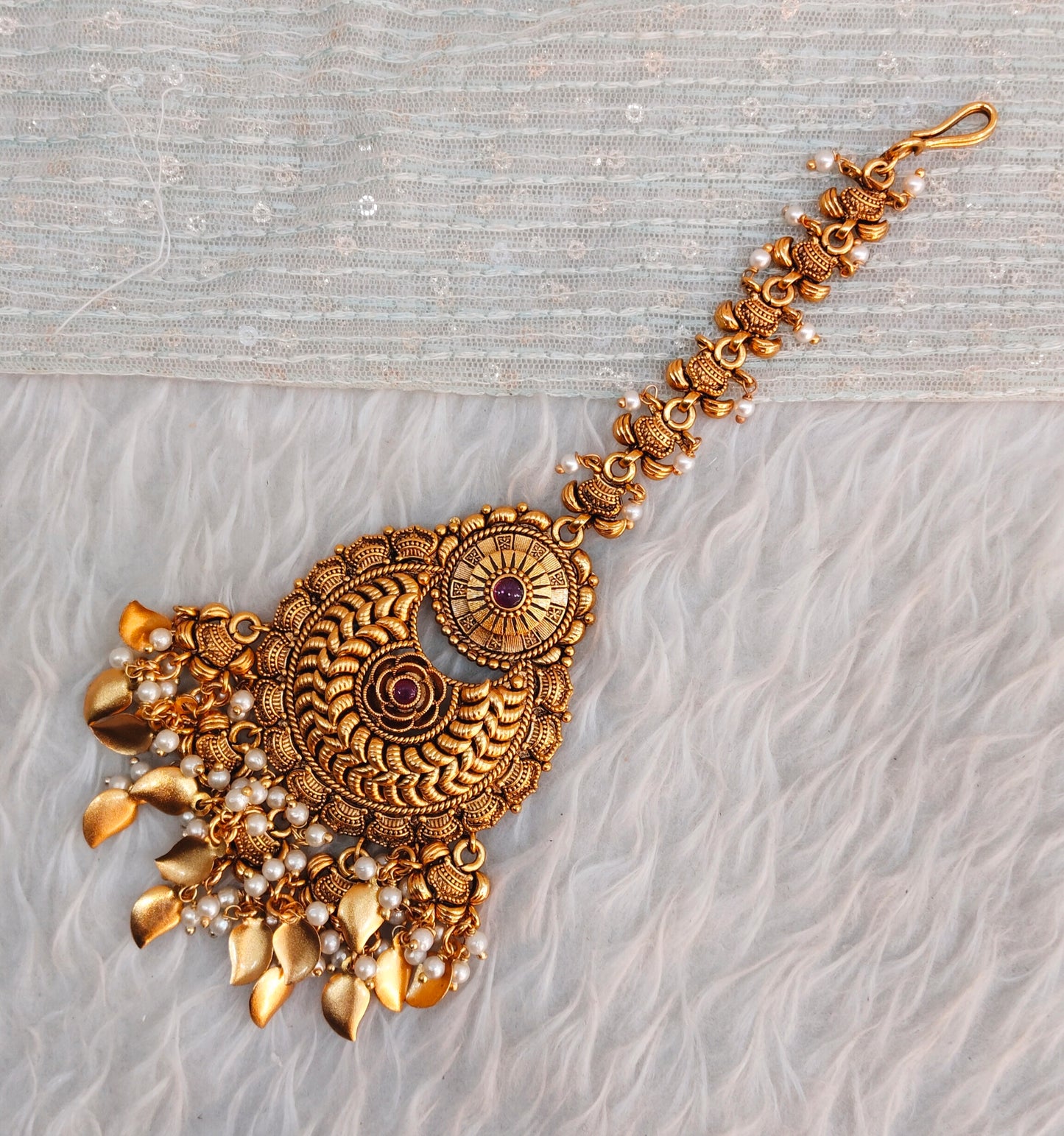 Gold polki Tikka Jewellery Indian Headpiece Jewellery