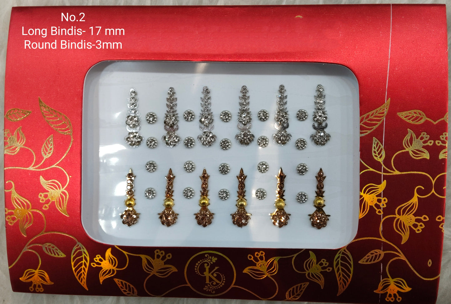 Indian Long Round Bindis Tattoo Sticker Silver Gold Bollywood Card