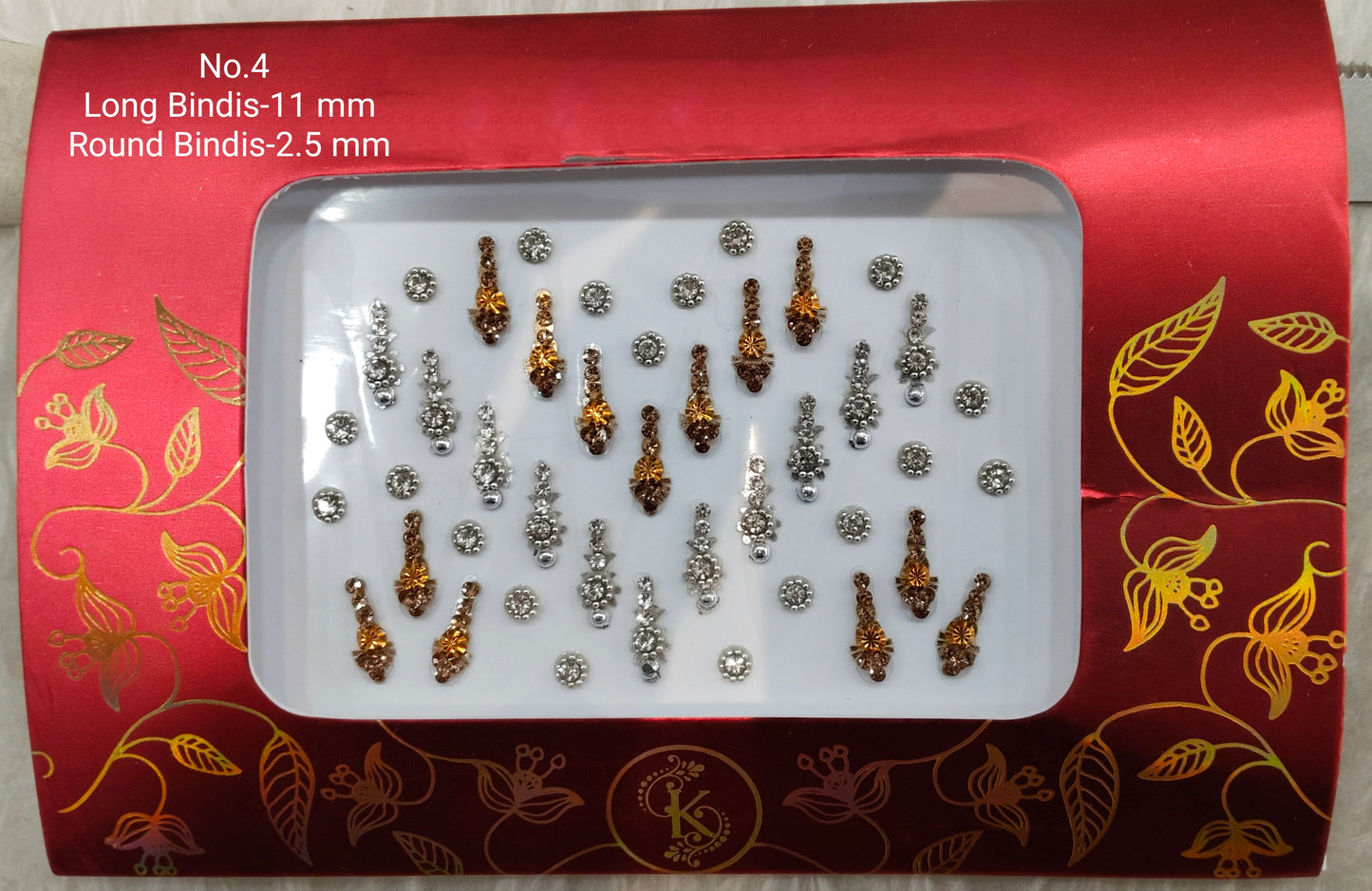 Indian Long Round Bindis Tattoo Sticker Silver Gold Bollywood Card