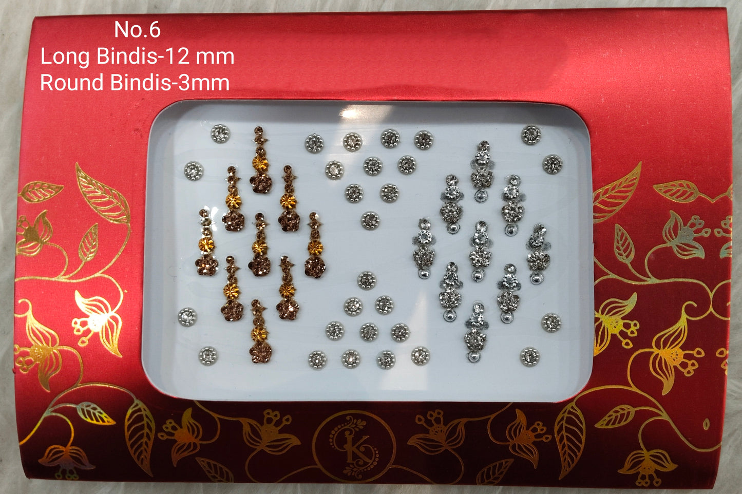 Indian Long Round Bindis Tattoo Sticker Silver Gold Bollywood Card