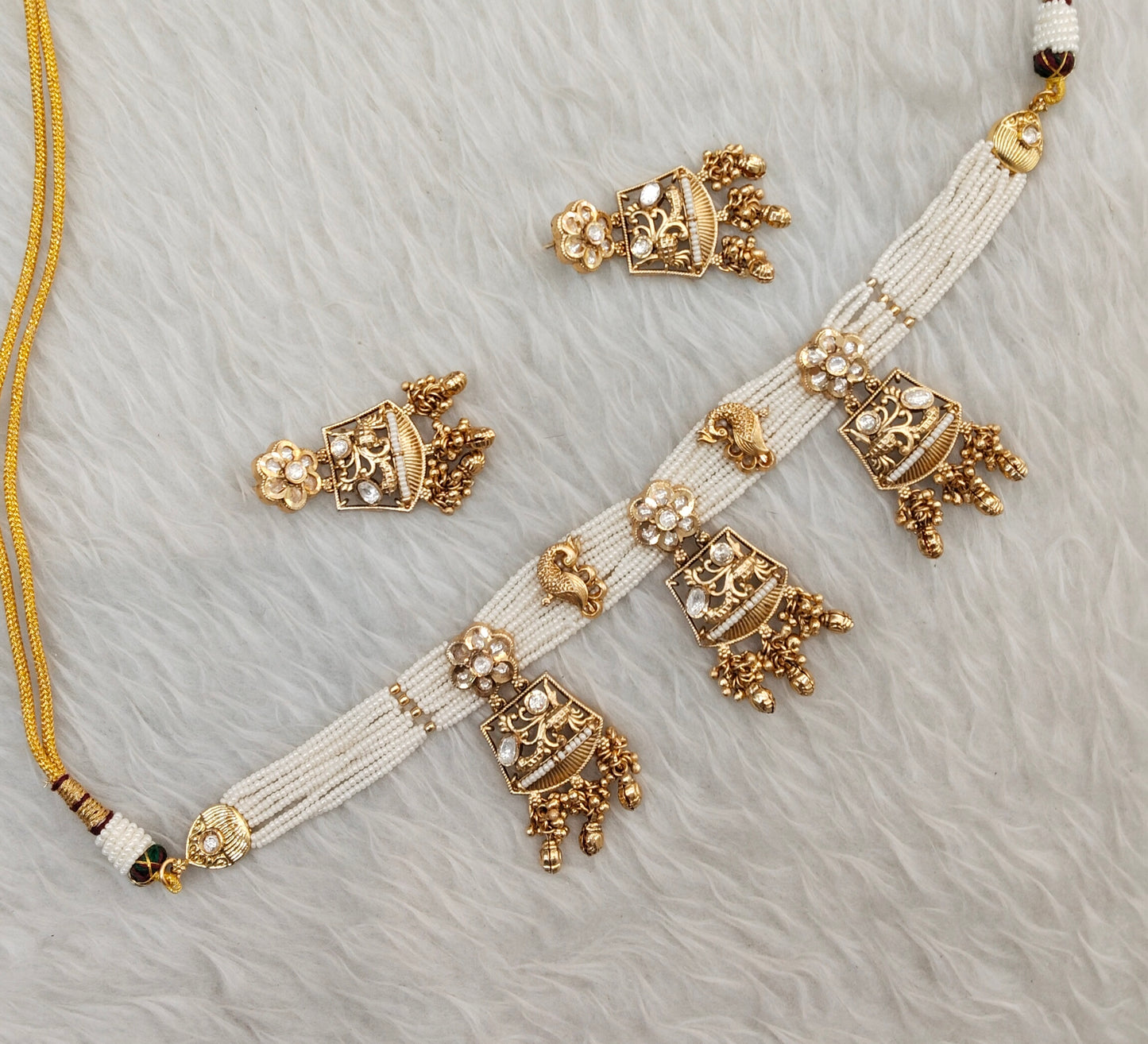 White Gold Polki Choker Indian Jewellery Rashid Set