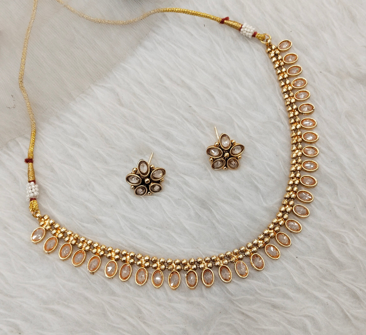 Gold Polki Necklace Indian Jewellery Set