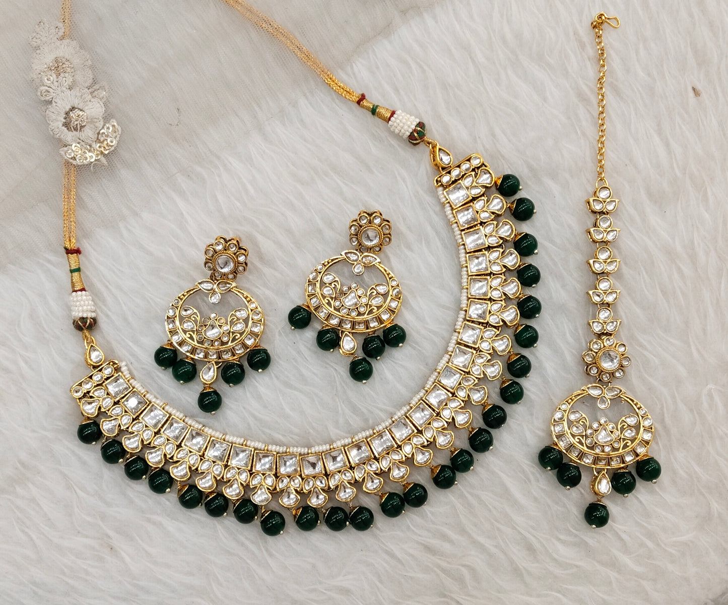 Green Gold Kundan Necklace Indian Jewellery Jacks Set