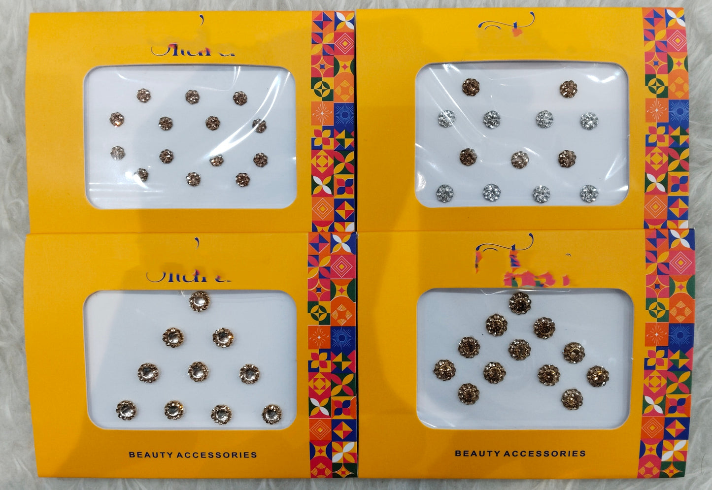 Indian Round Bindis Tattoo Sticker Silver Gold Bollywood Card