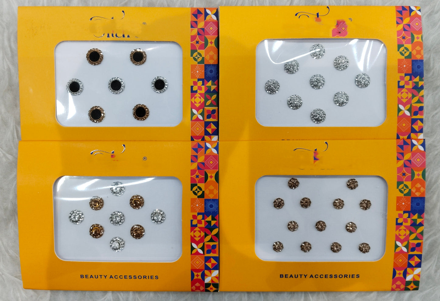 Indian Round Bindis Tattoo Sticker Silver Gold Bollywood Card