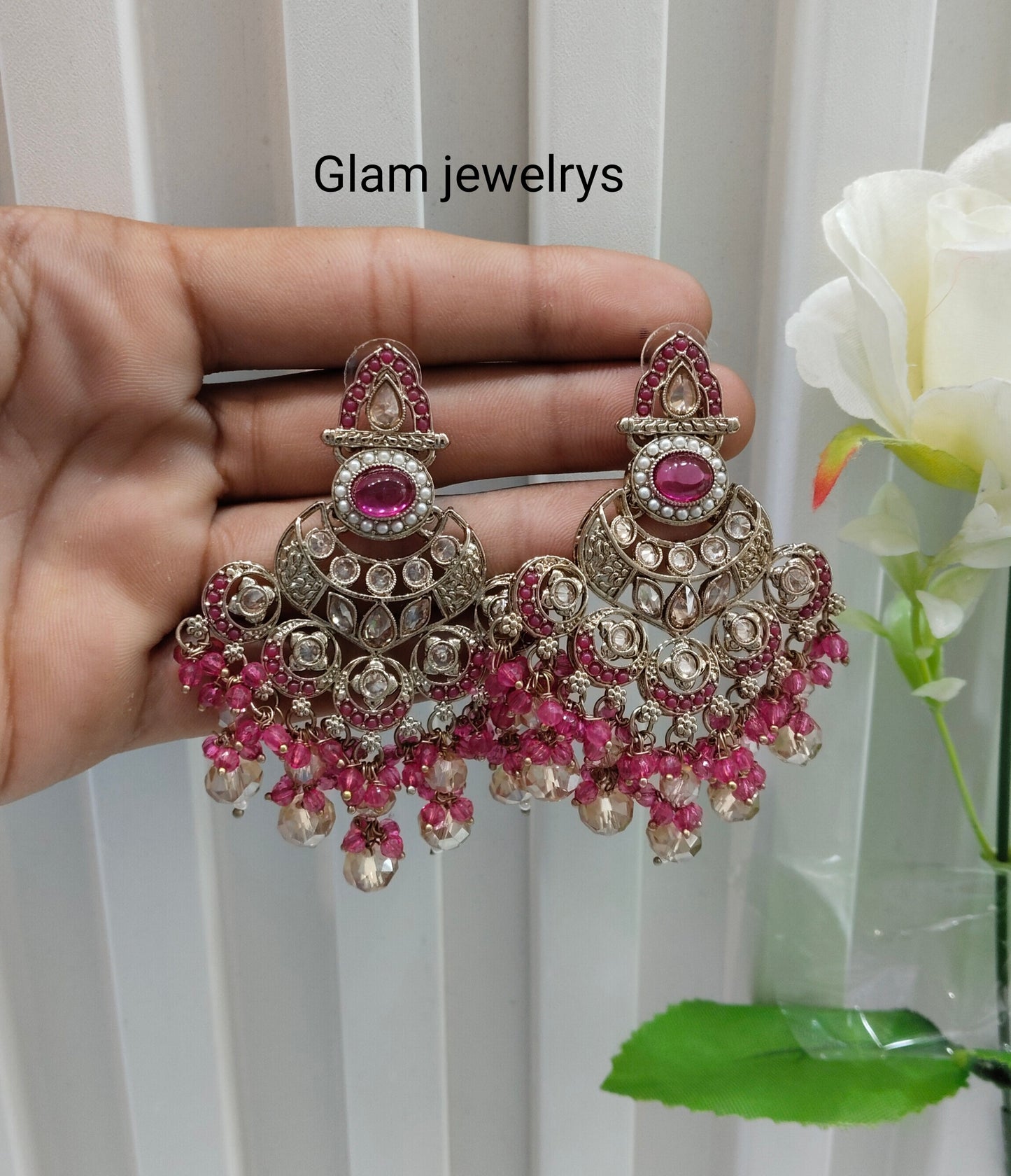 Purple Antique Gold Bollywood Ruturaj Indian Earrings