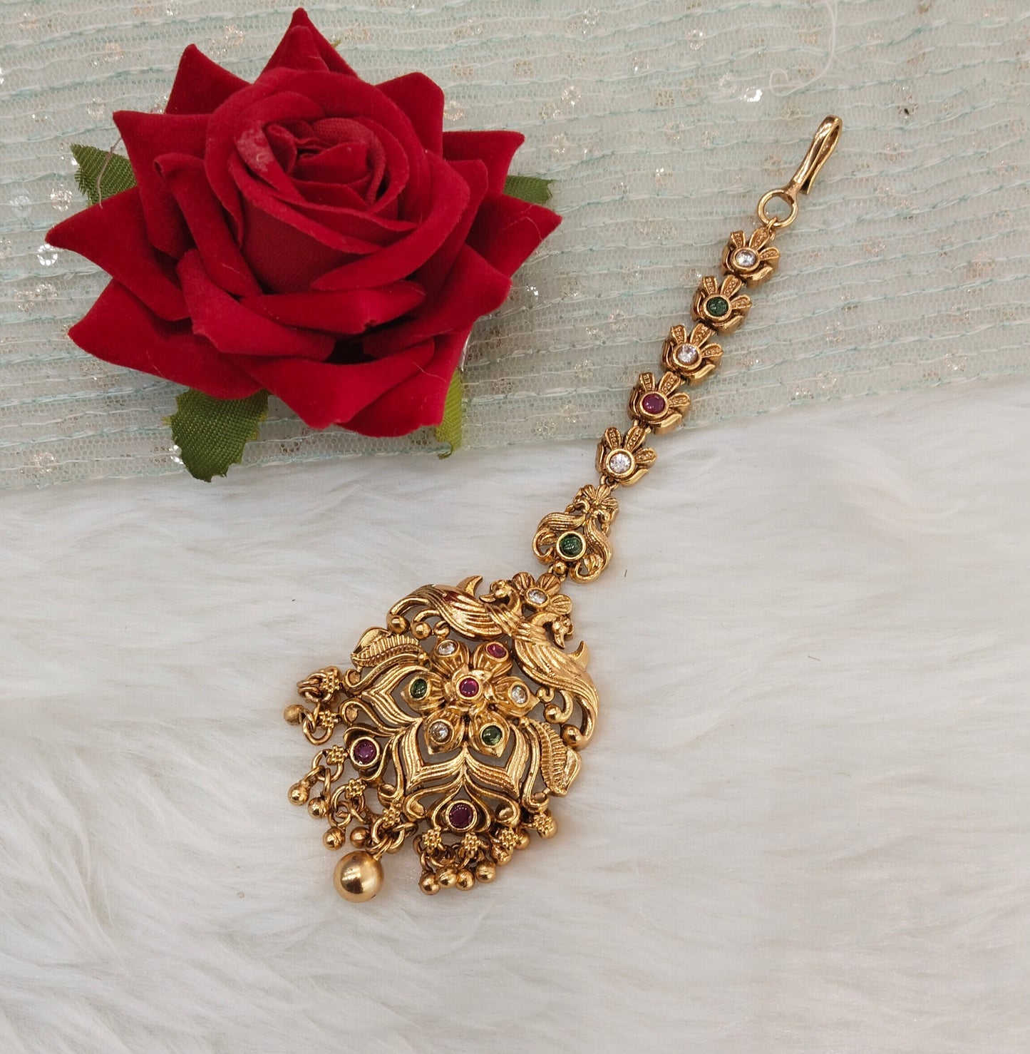 Gold polki Tikka Jewellery Indian Headpiece Jewellery