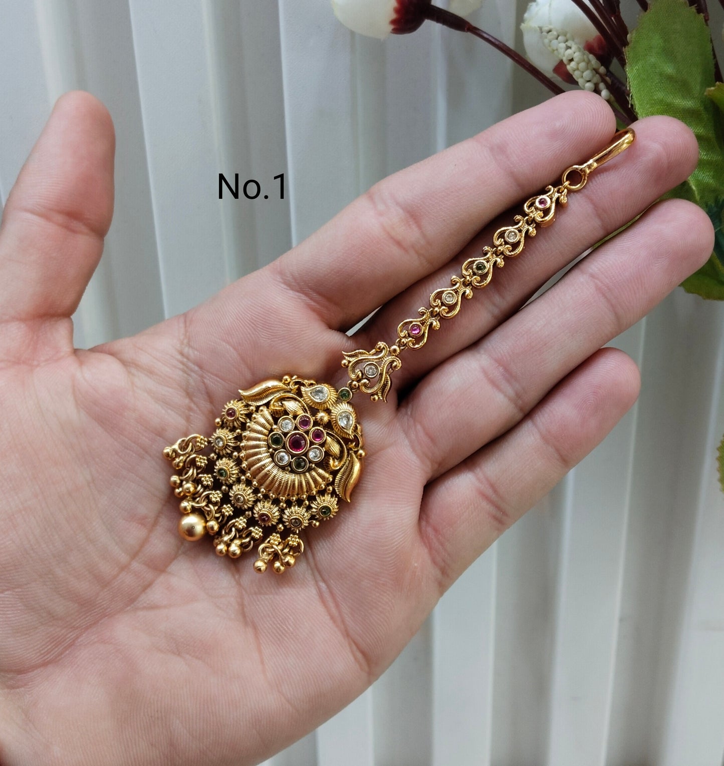 Gold polki Tikka Jewellery Indian Headpiece Jewellery