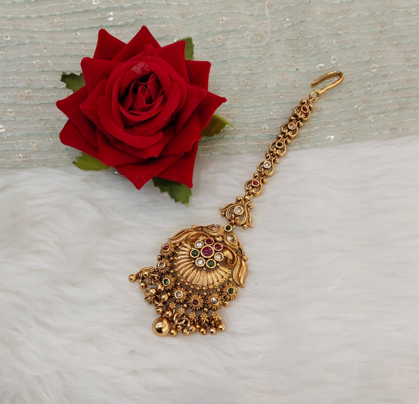 Gold polki Tikka Jewellery Indian Headpiece Jewellery