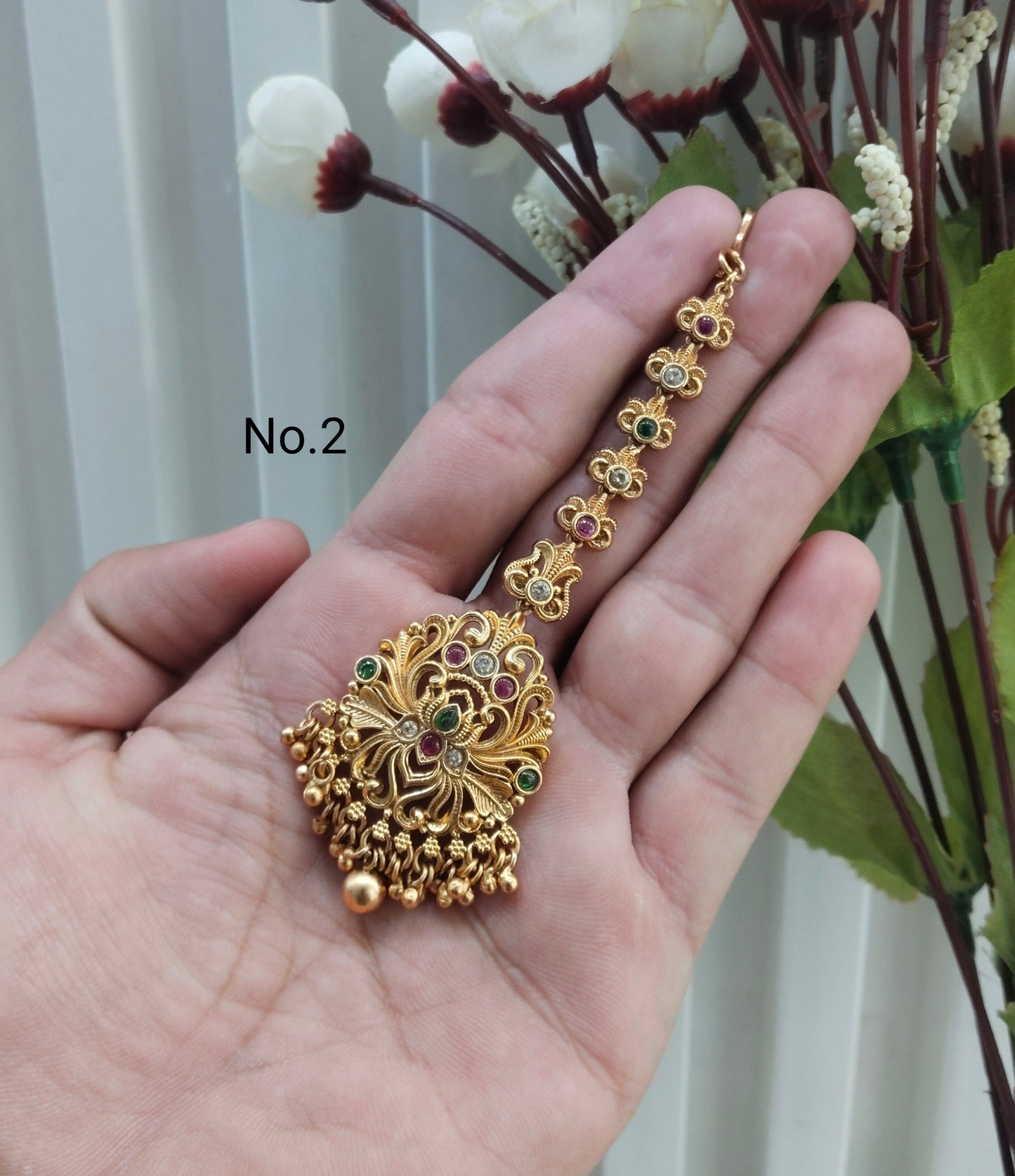 Gold polki Tikka Jewellery Indian Headpiece Jewellery