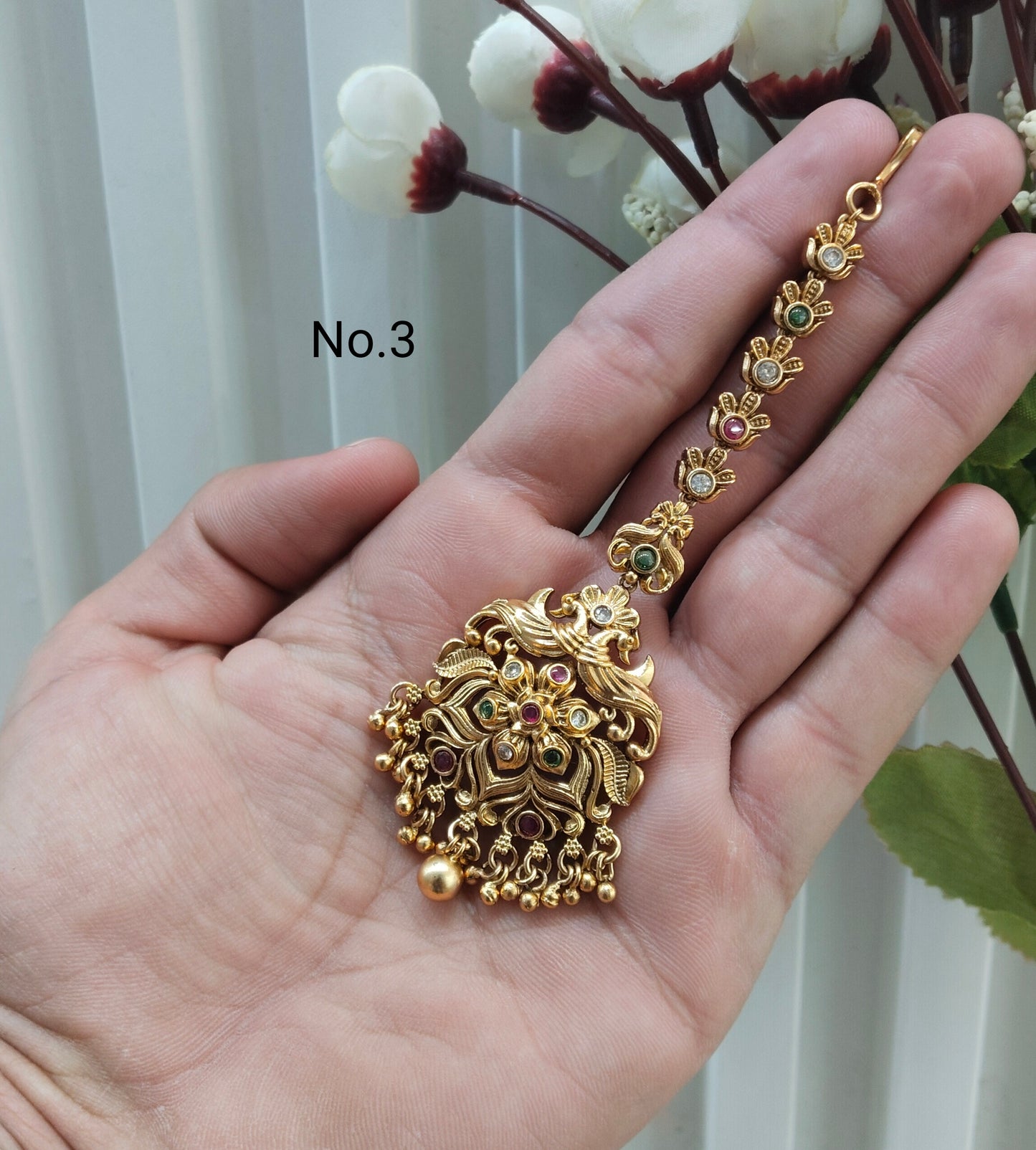 Gold polki Tikka Jewellery Indian Headpiece Jewellery