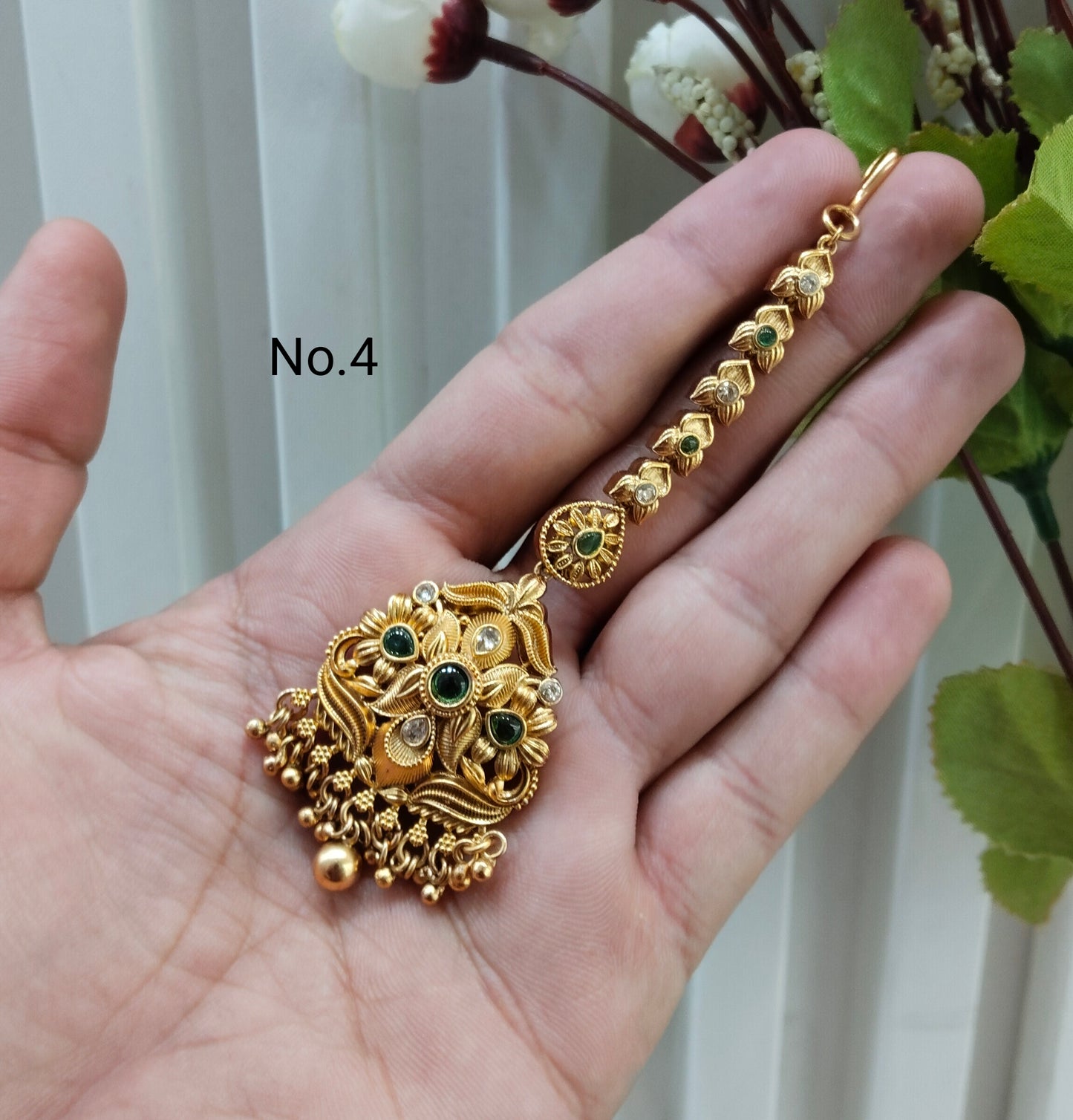 Gold polki Tikka Jewellery Indian Headpiece Jewellery