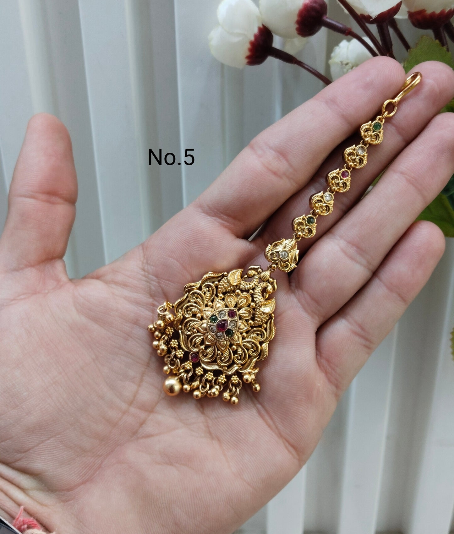 Gold polki Tikka Jewellery Indian Headpiece Jewellery
