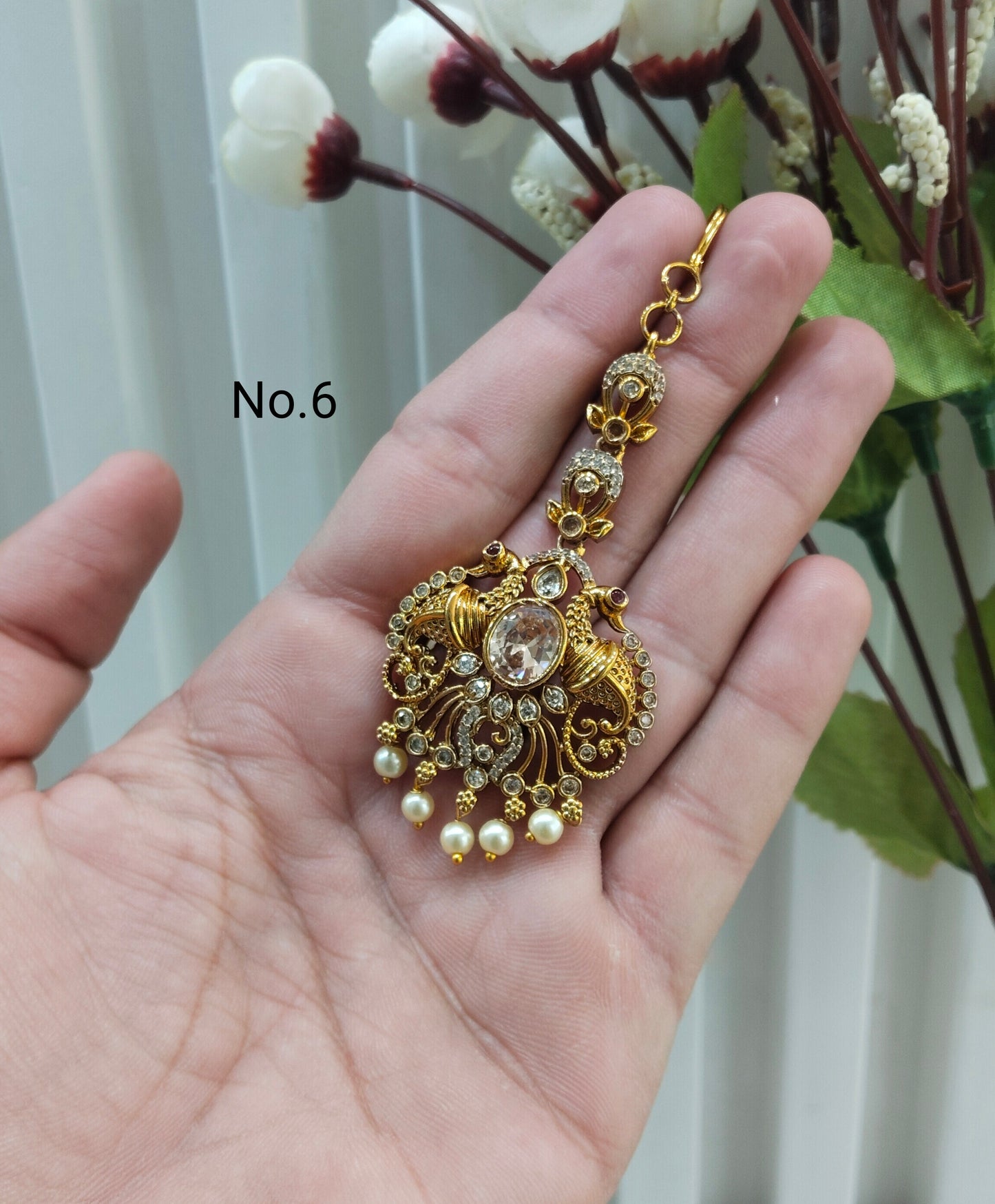 Gold polki Tikka Jewellery Indian Headpiece Jewellery