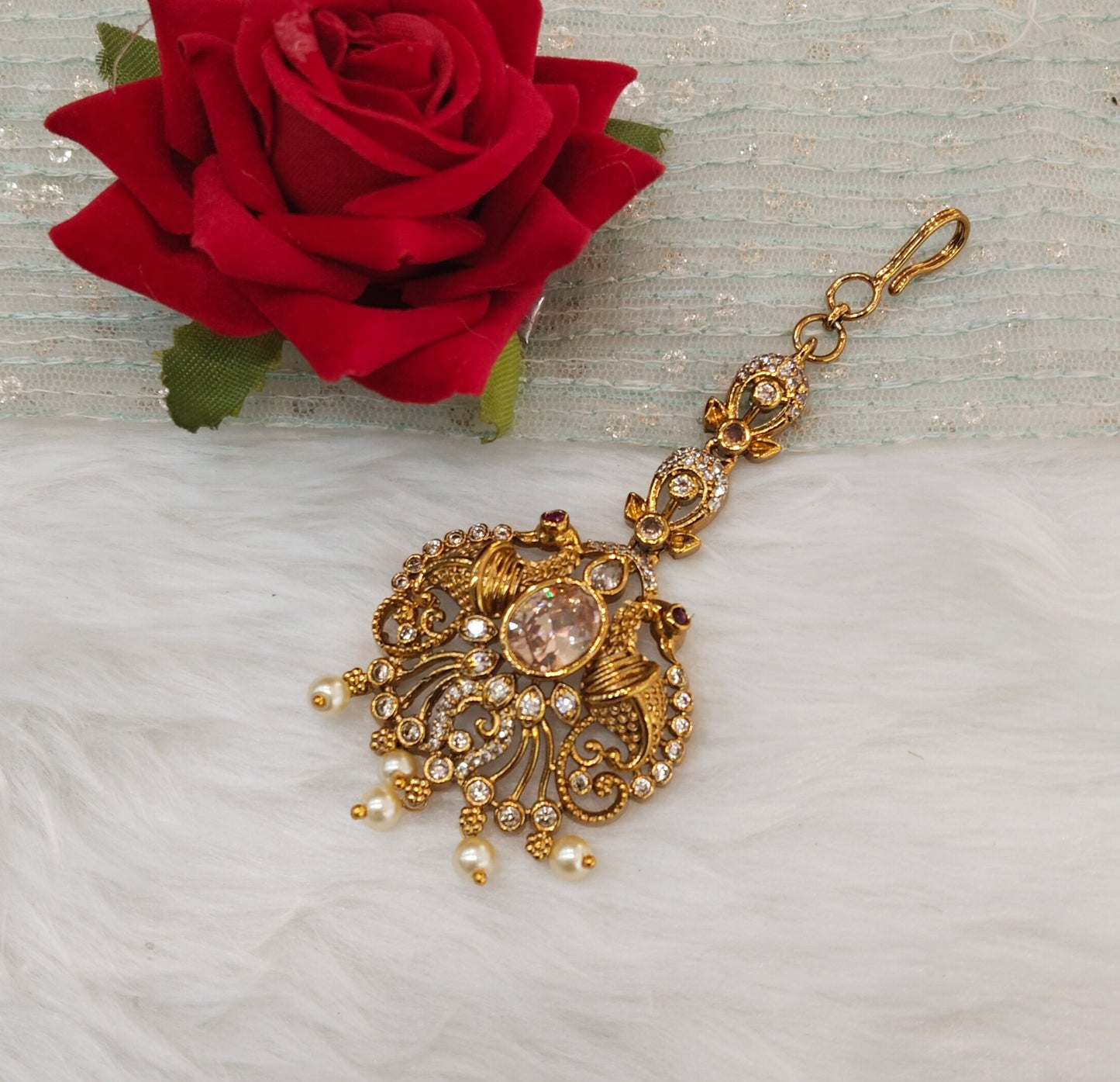 Gold polki Tikka Jewellery Indian Headpiece Jewellery