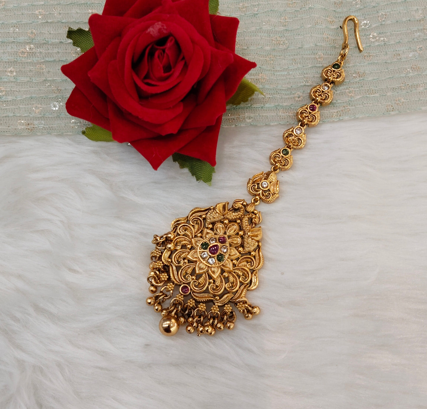 Gold polki Tikka Jewellery Indian Headpiece Jewellery