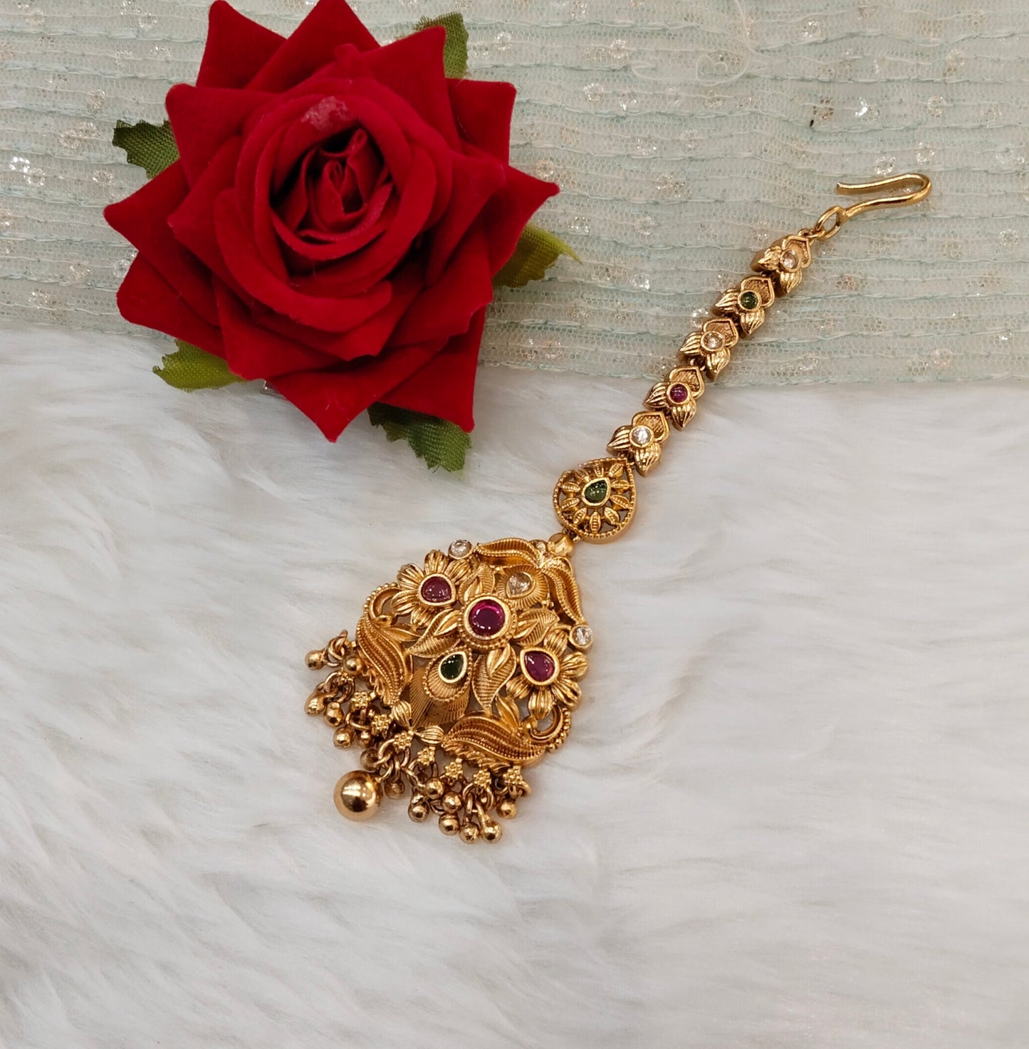 Gold polki Tikka Jewellery Indian Headpiece Jewellery