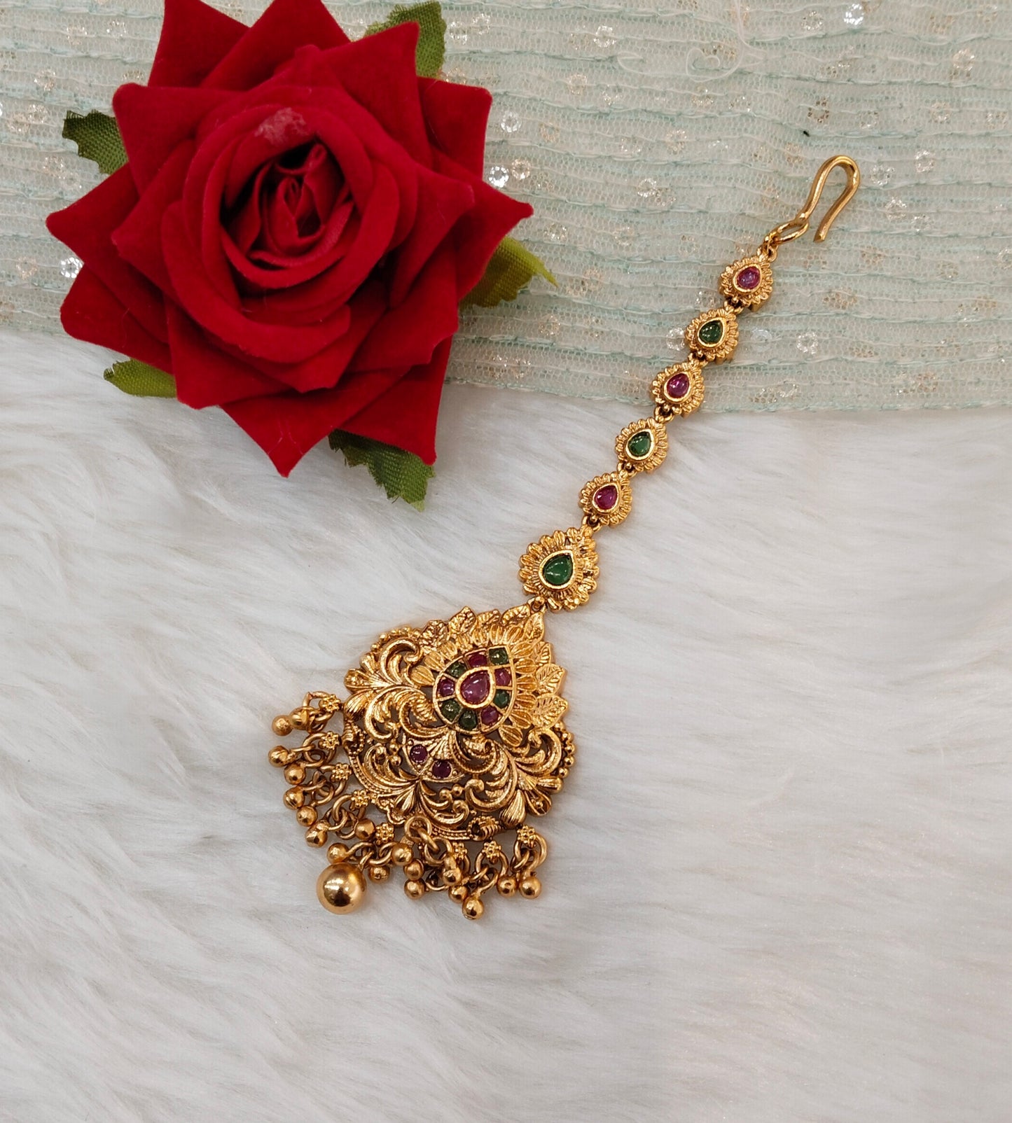 Gold polki Tikka Jewellery Indian Headpiece Jewellery