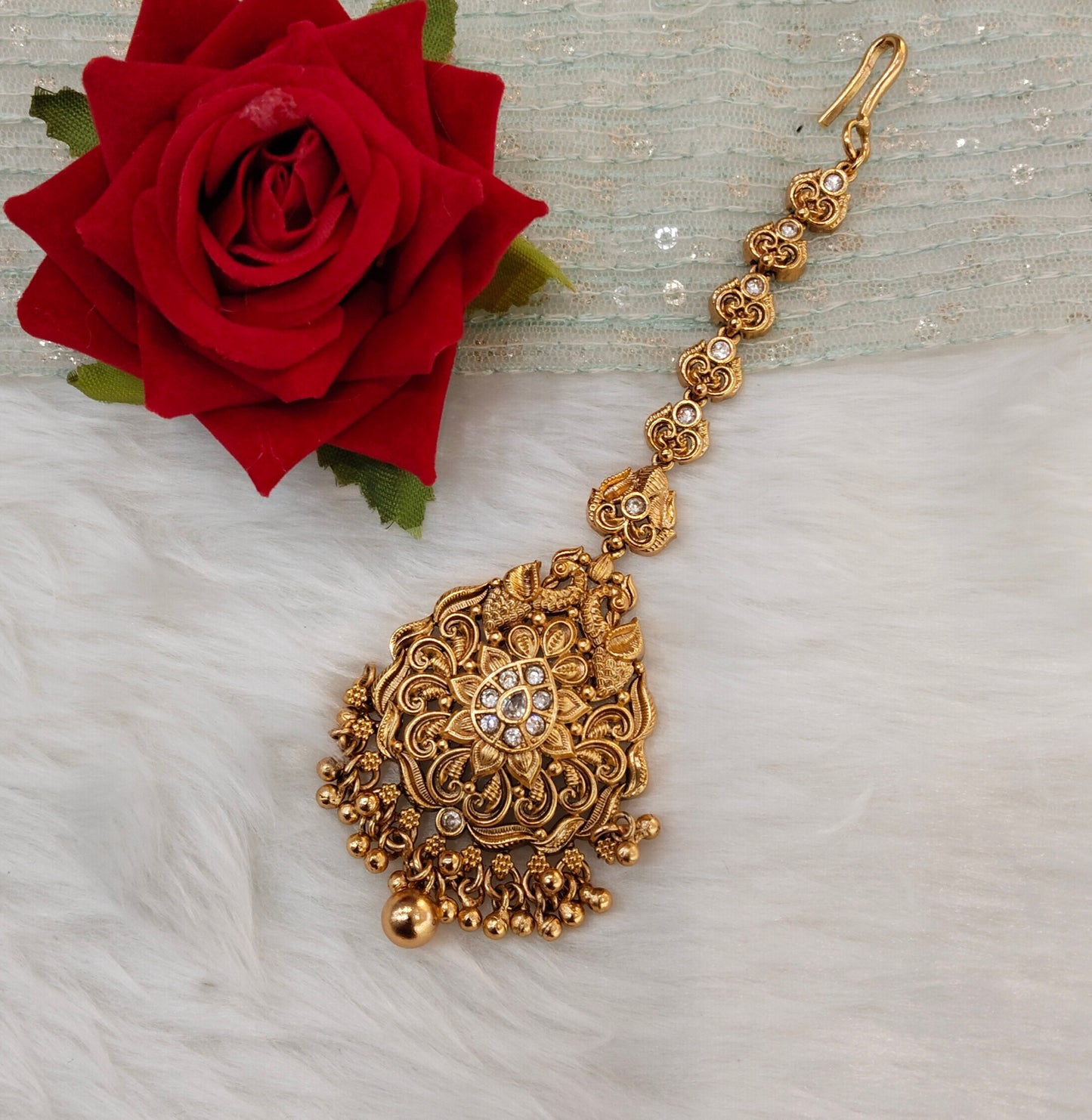 Gold polki Tikka Jewellery Indian Headpiece Jewellery