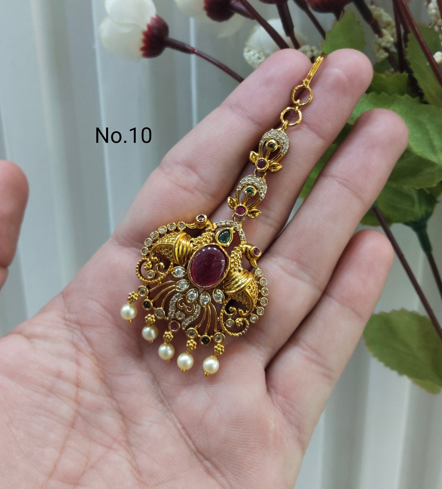 Gold polki Tikka Jewellery Indian Headpiece Jewellery