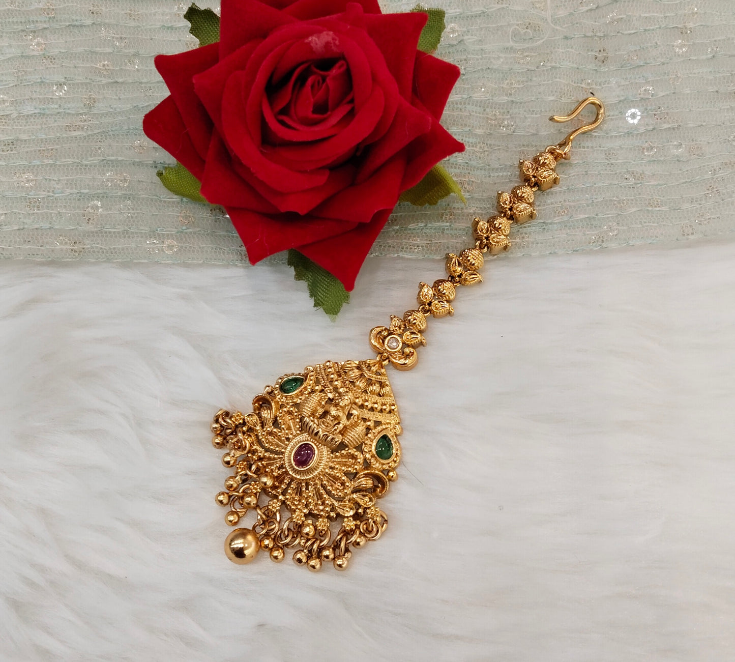 Gold polki Tikka Jewellery Indian Headpiece Jewellery