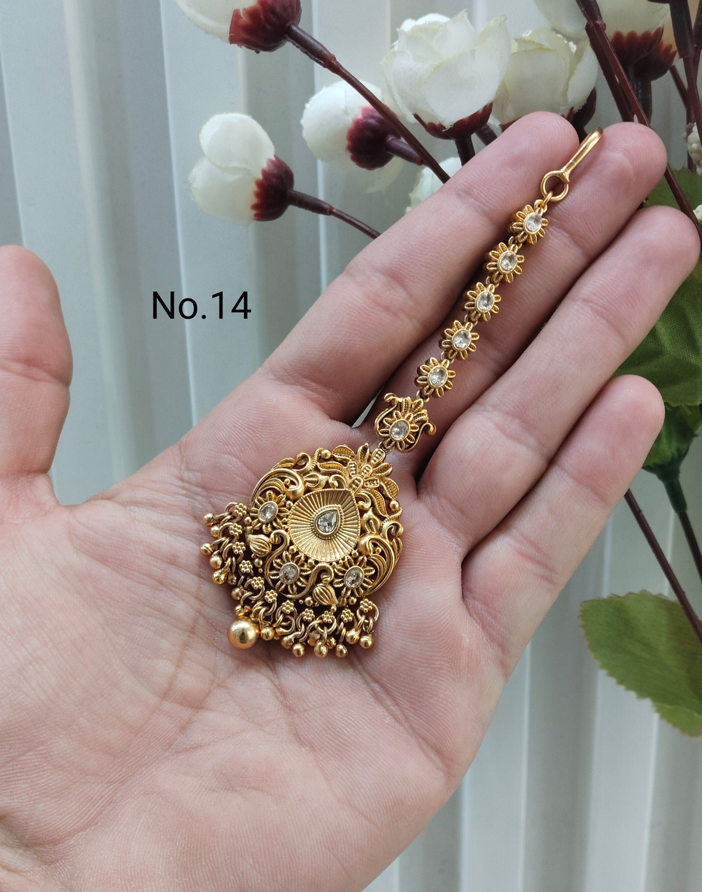 Gold polki Tikka Jewellery Indian Headpiece Jewellery