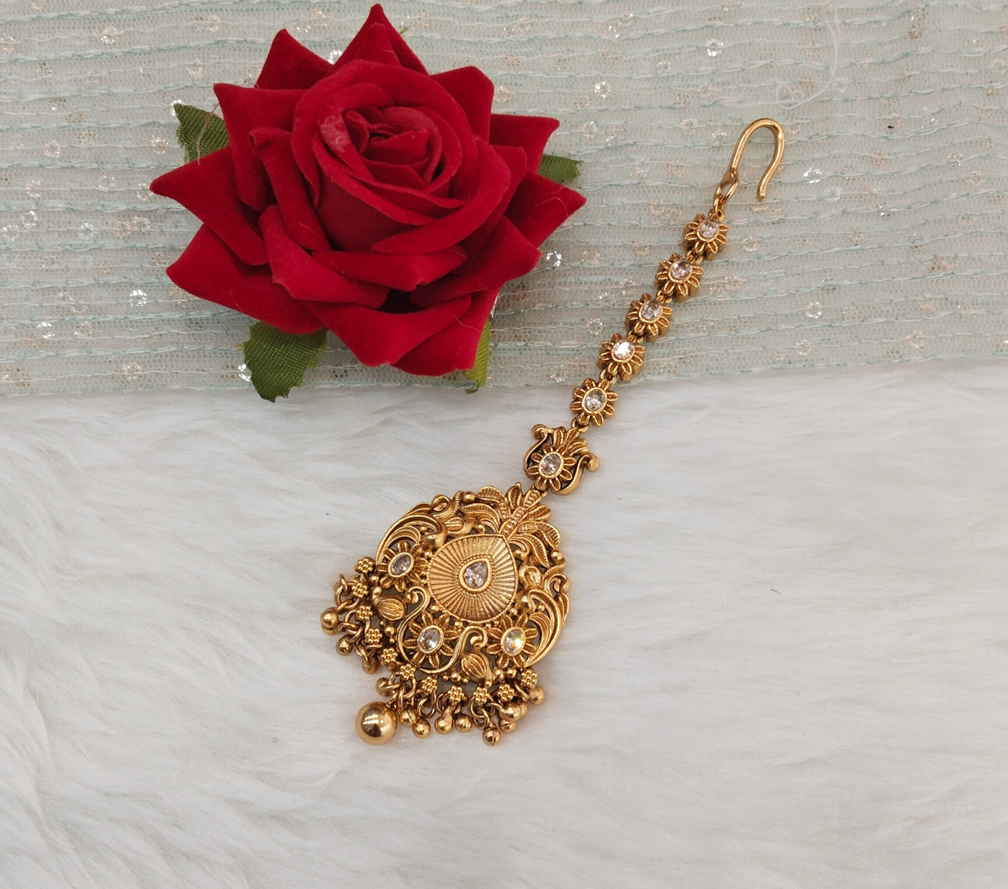 Gold polki Tikka Jewellery Indian Headpiece Jewellery