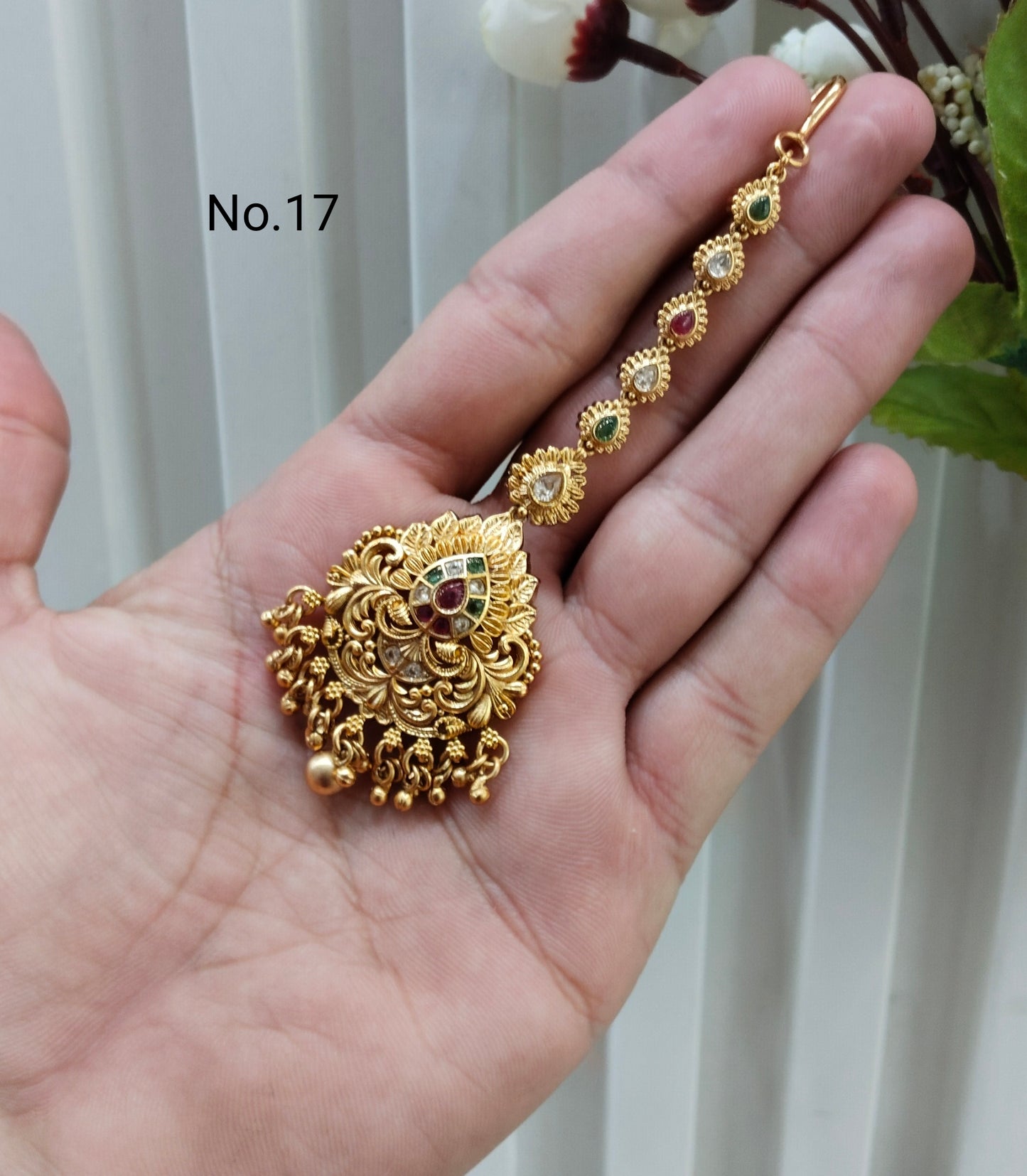 Gold polki Tikka Jewellery Indian Headpiece Jewellery